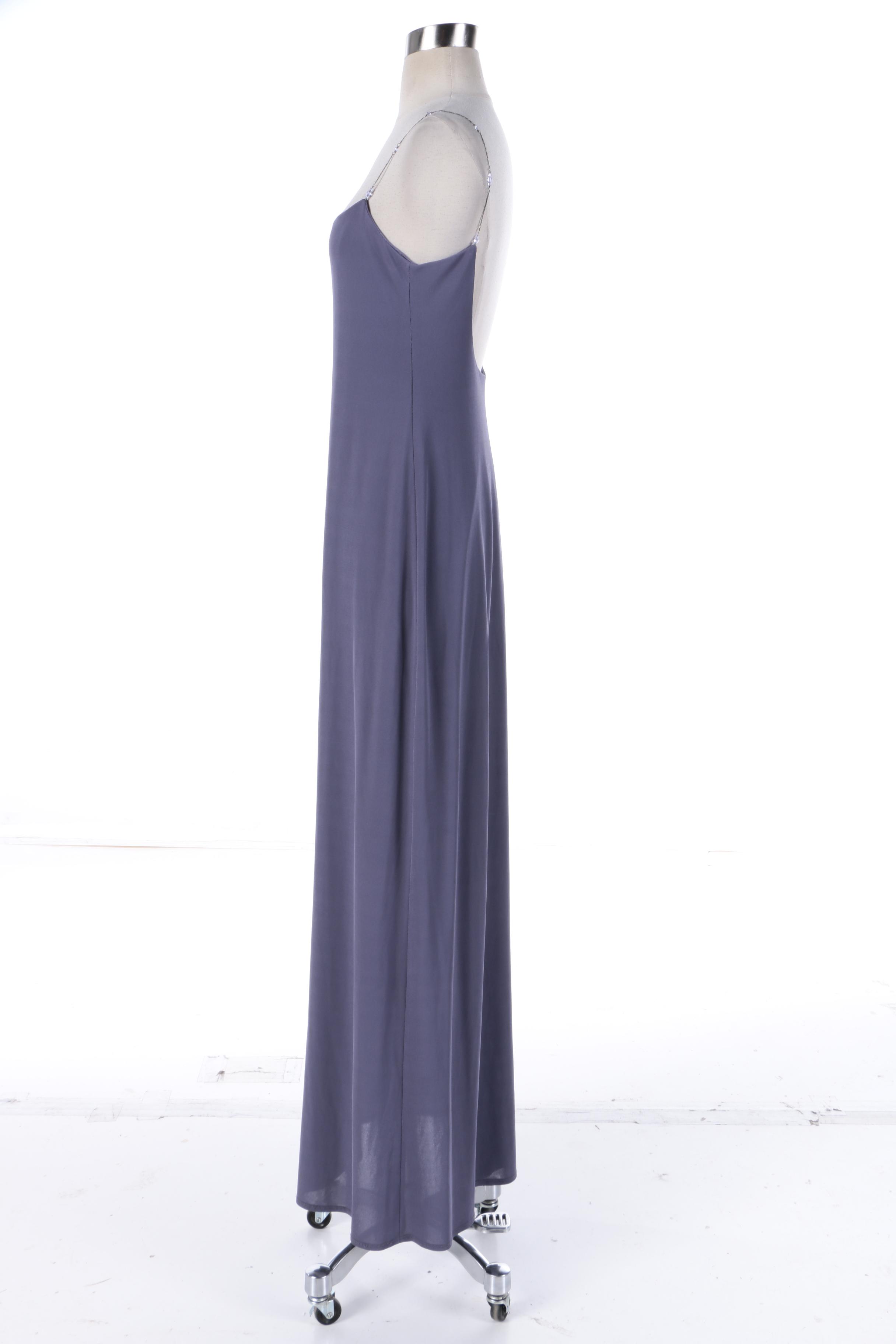 Laundry by Shelli Segal Periwinkle Sleeveless Gown with Faceted Cut Beads