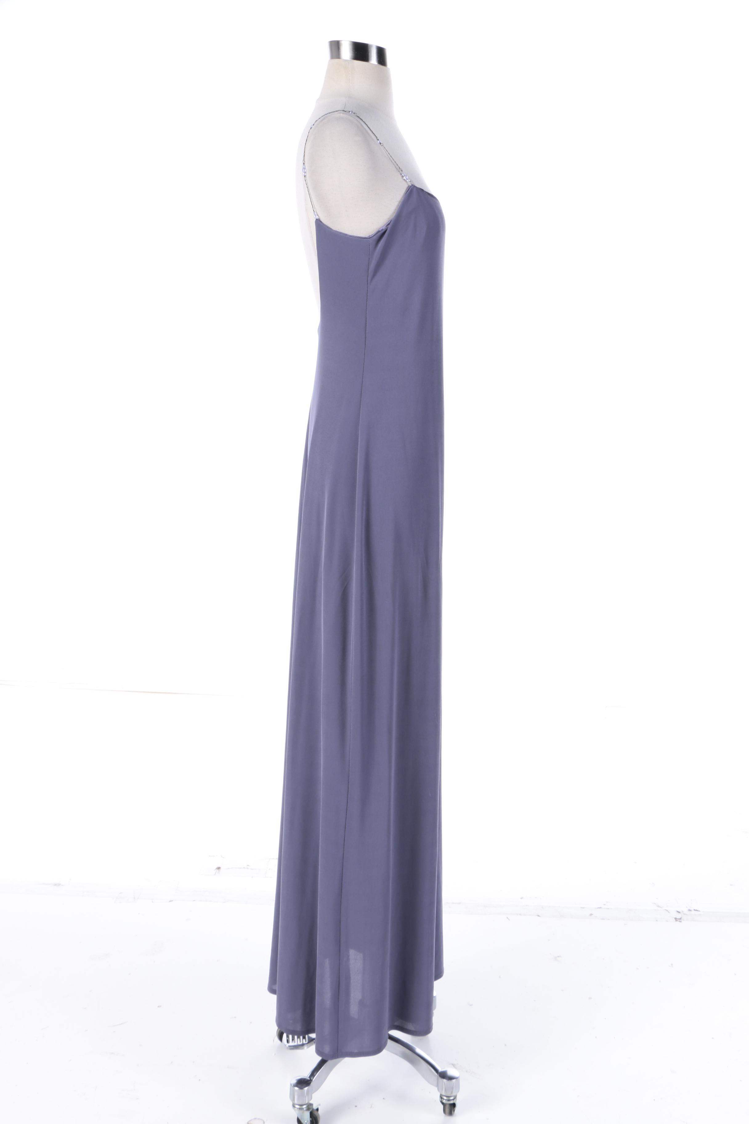 Laundry by Shelli Segal Periwinkle Sleeveless Gown with Faceted Cut Beads