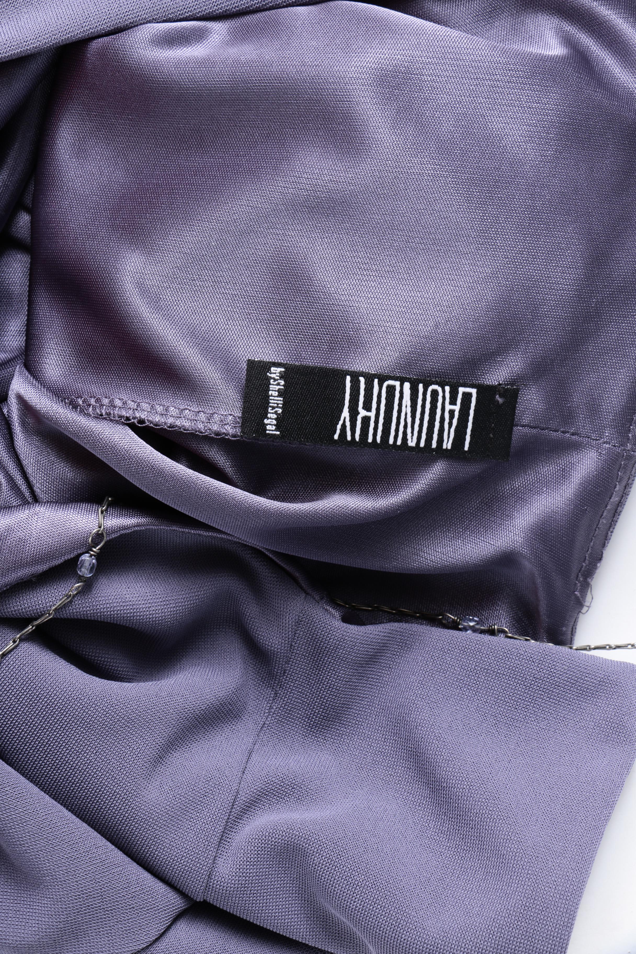 Laundry by Shelli Segal Periwinkle Sleeveless Gown with Faceted Cut Beads