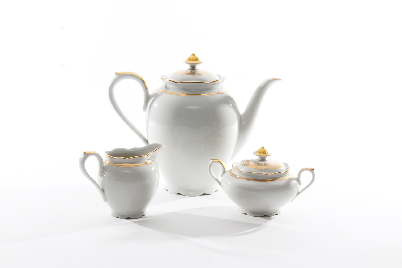 Vintage Mitterteich Bavaria Dinnerware Set with Glass Salad Plates