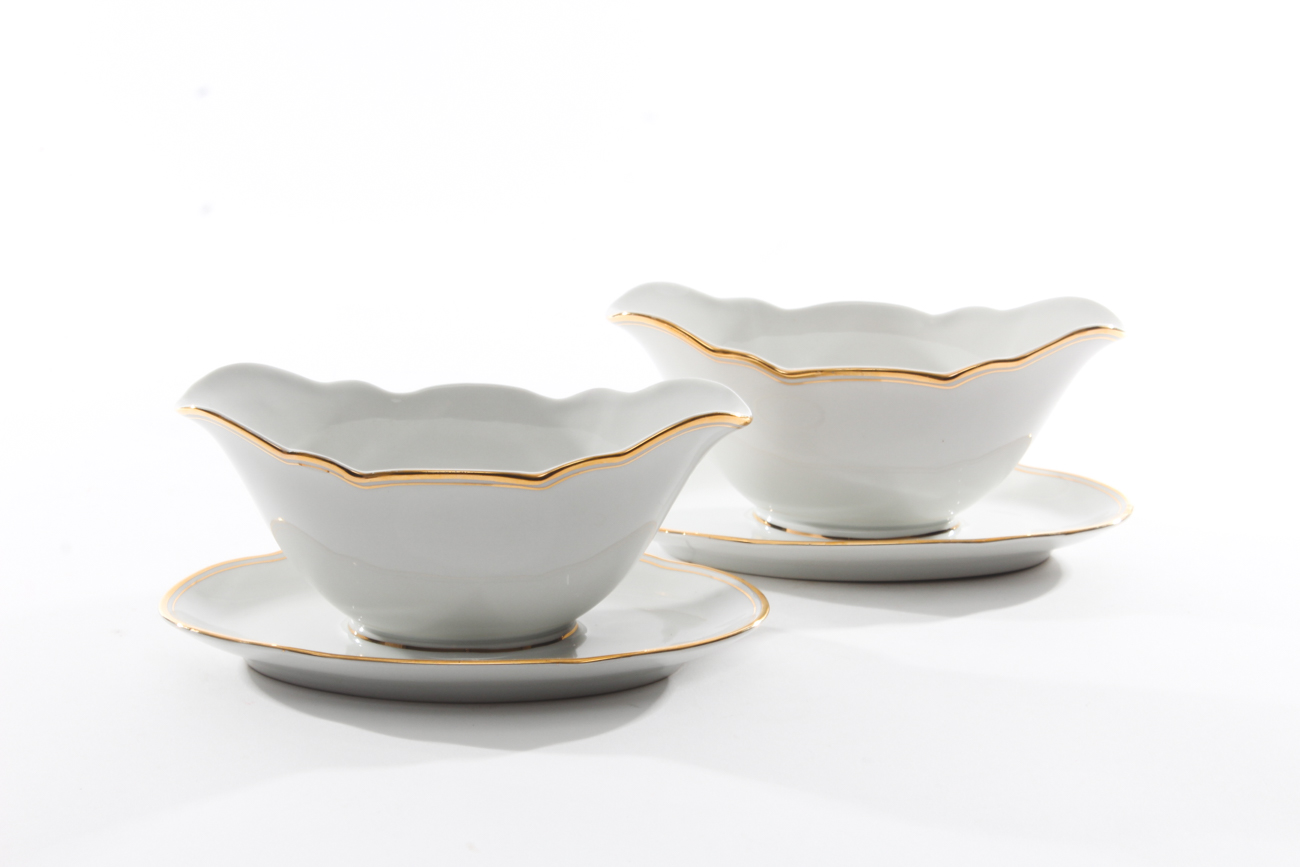 Vintage Mitterteich Bavaria Dinnerware Set with Glass Salad Plates