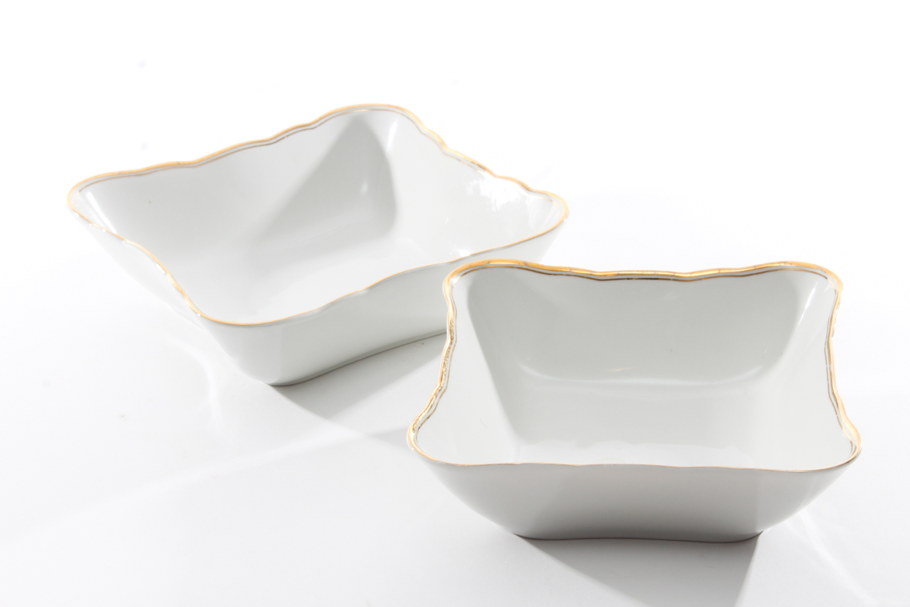 Vintage Mitterteich Bavaria Dinnerware Set with Glass Salad Plates