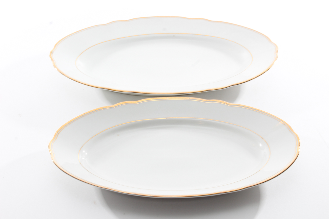 Vintage Mitterteich Bavaria Dinnerware Set with Glass Salad Plates