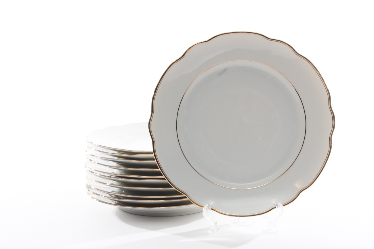 Vintage Mitterteich Bavaria Dinnerware Set with Glass Salad Plates