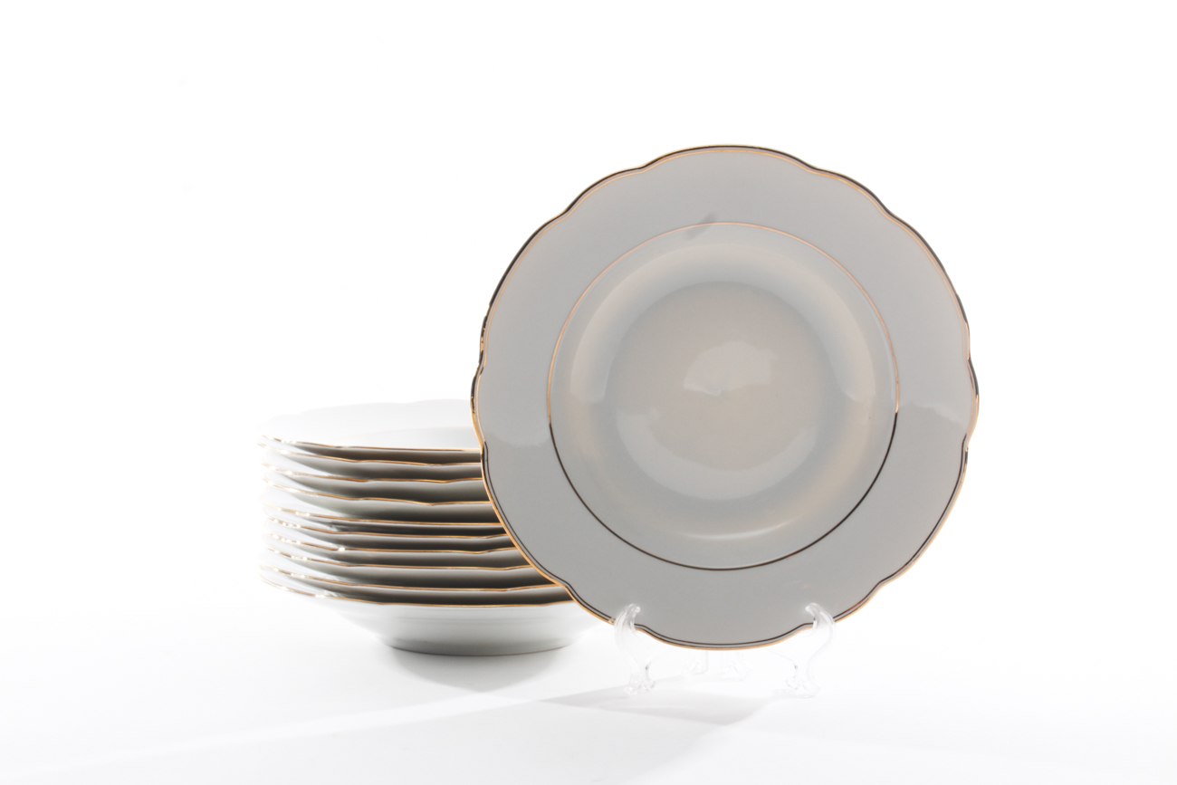 Vintage Mitterteich Bavaria Dinnerware Set with Glass Salad Plates