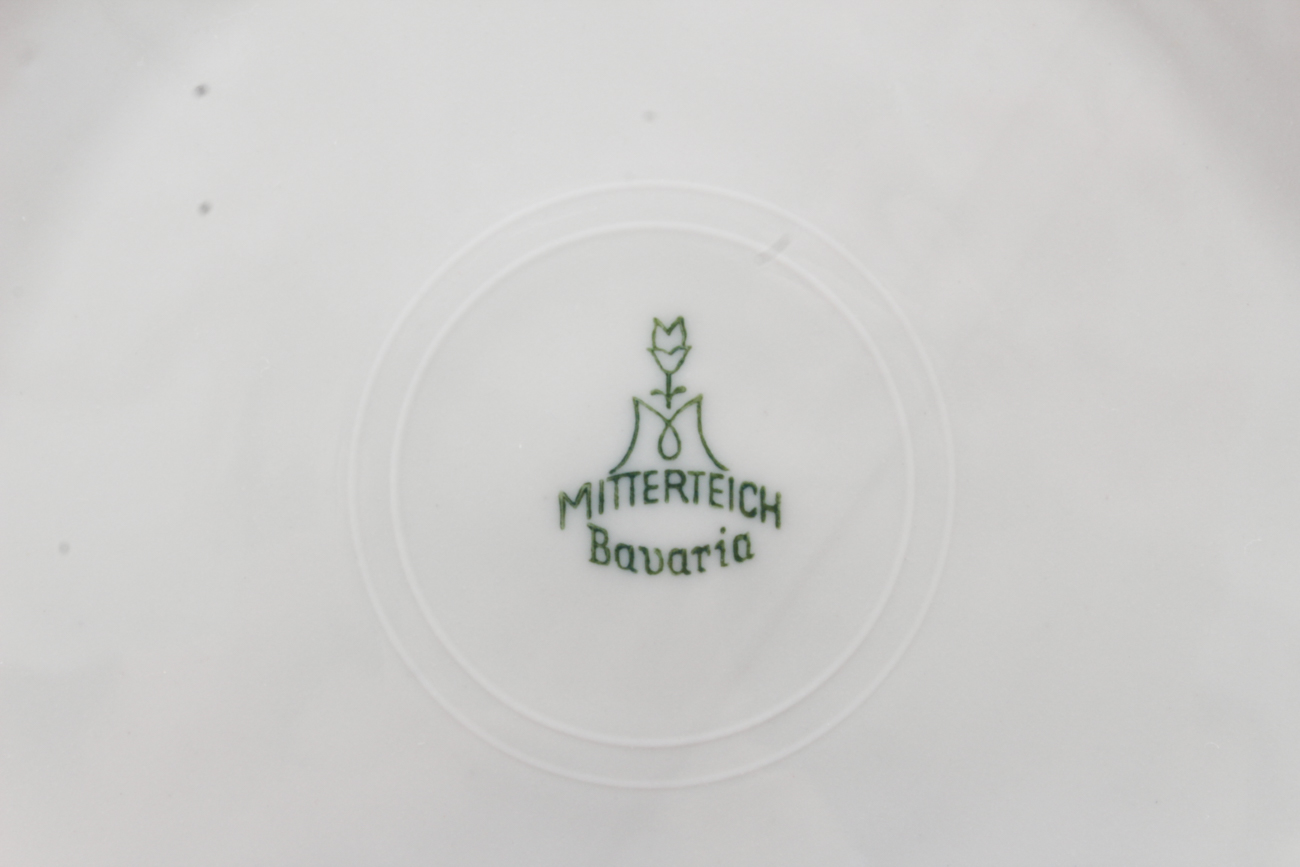 Vintage Mitterteich Bavaria Dinnerware Set with Glass Salad Plates