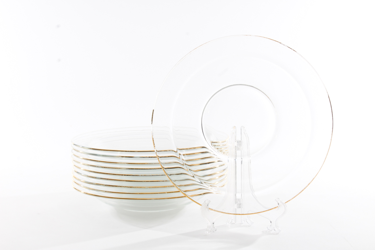 Vintage Mitterteich Bavaria Dinnerware Set with Glass Salad Plates