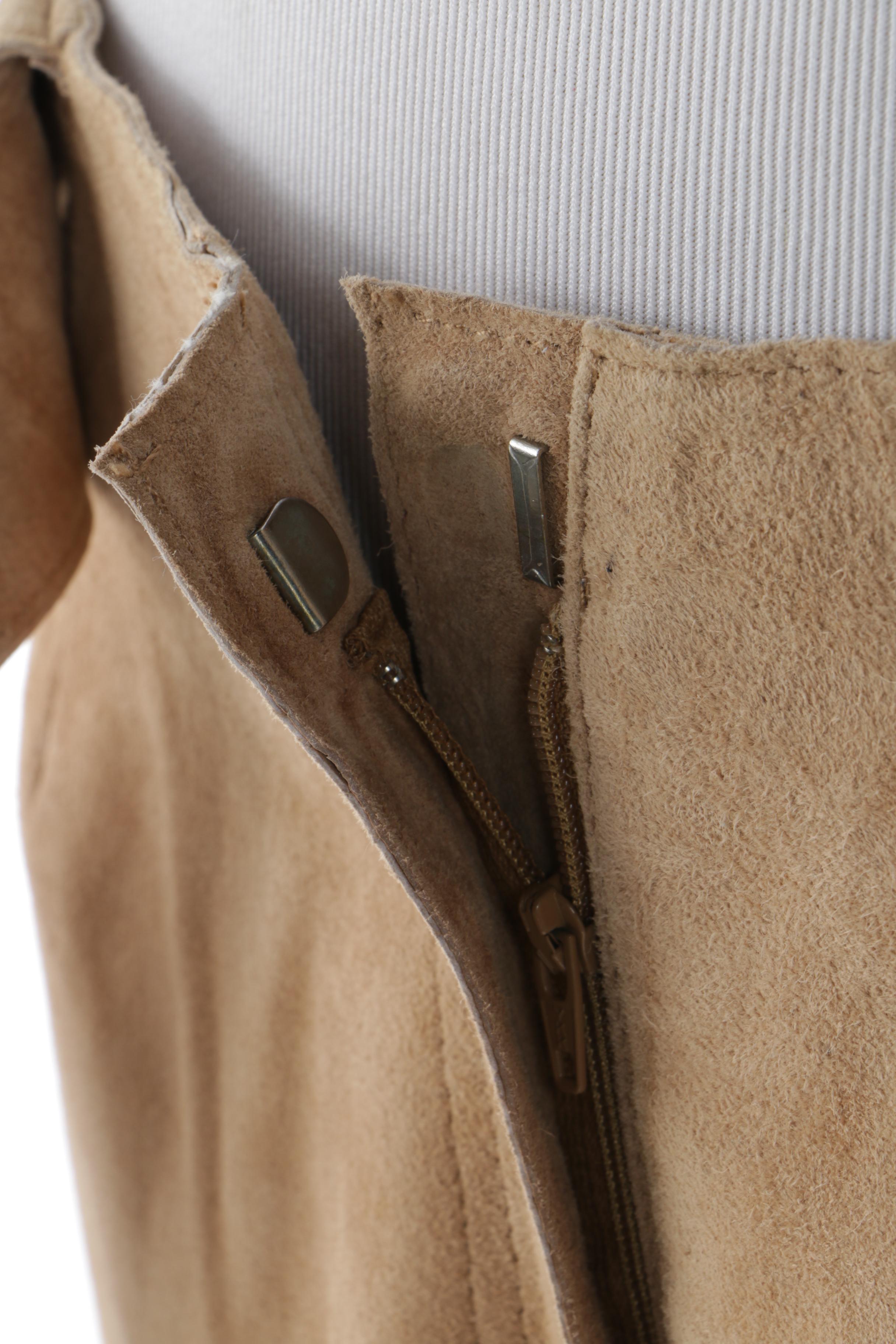 Vintage Margaret Godfrey Tan Suede Skirt with Waist Belt