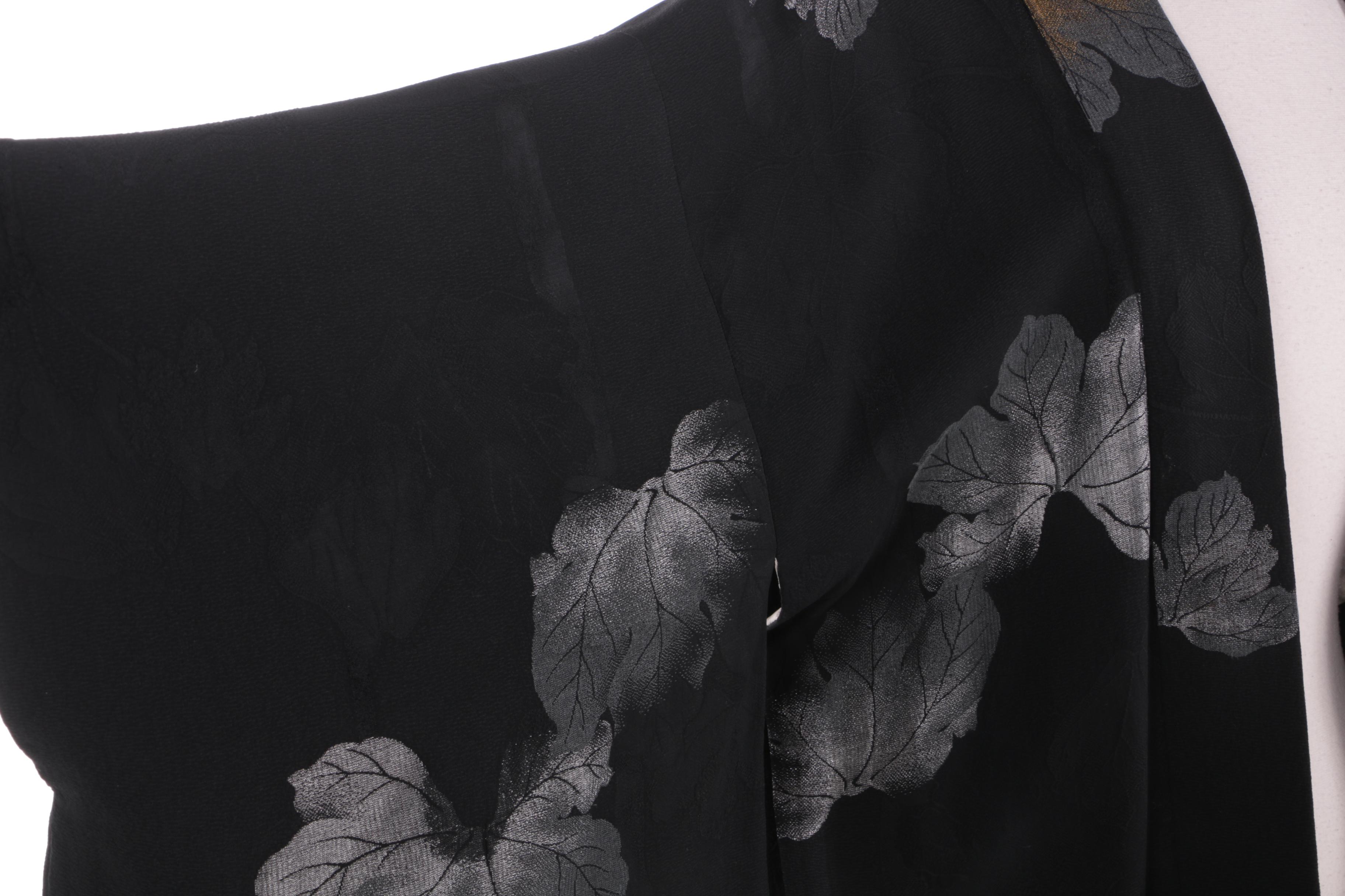 Vintage Japanese Silk Haori Jacket with Maple Leaf Design