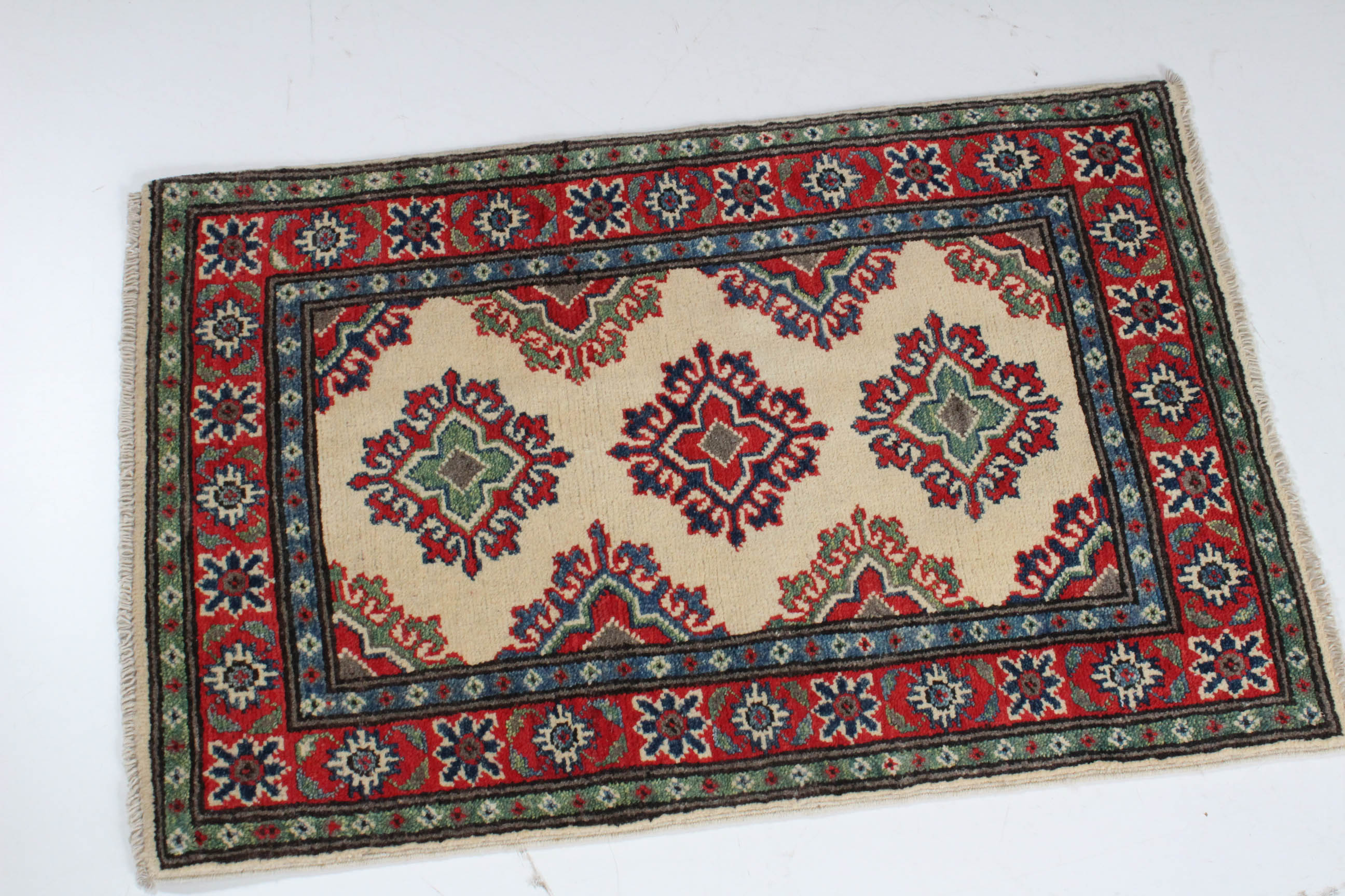2' x 3' Fine Hand-Knotted Afghani Caucasian Kazak Rug