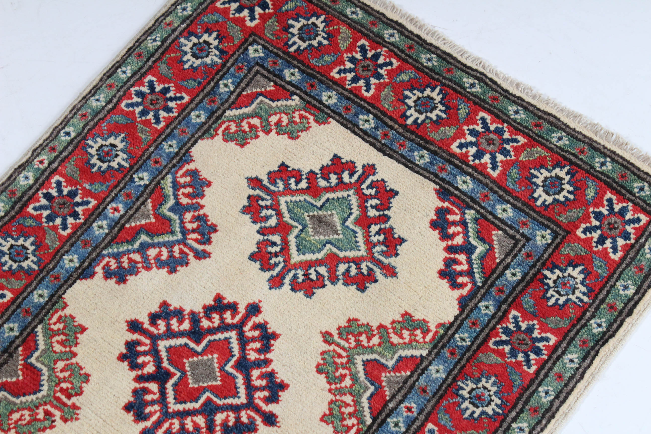 2' x 3' Fine Hand-Knotted Afghani Caucasian Kazak Rug