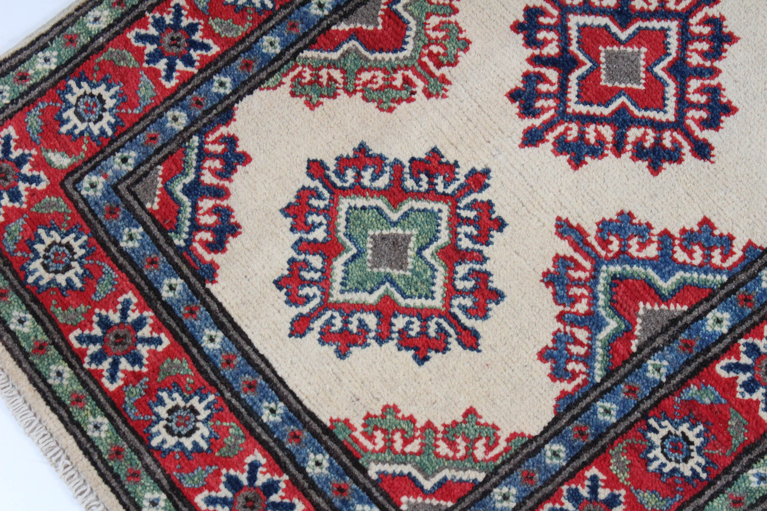 2' x 3' Fine Hand-Knotted Afghani Caucasian Kazak Rug