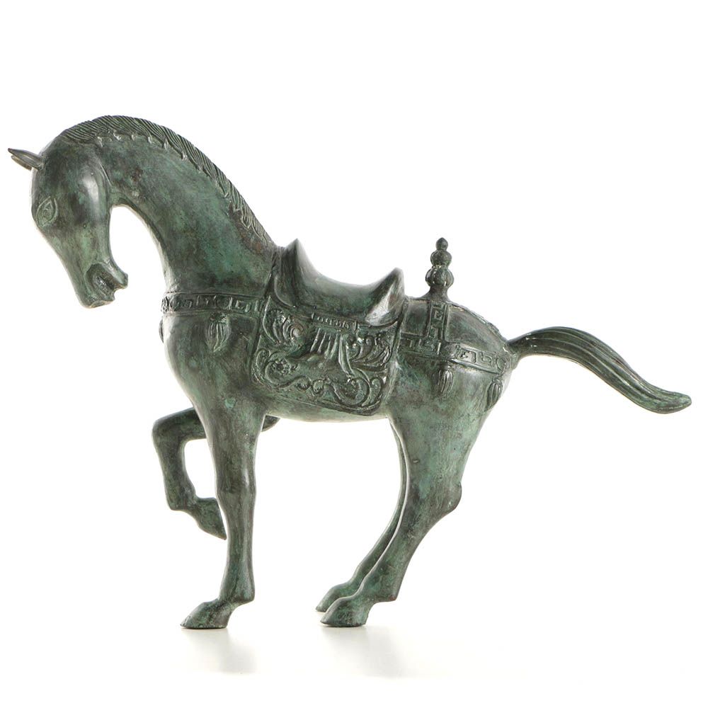 Chinese Inspired Metal Horse Sculpture