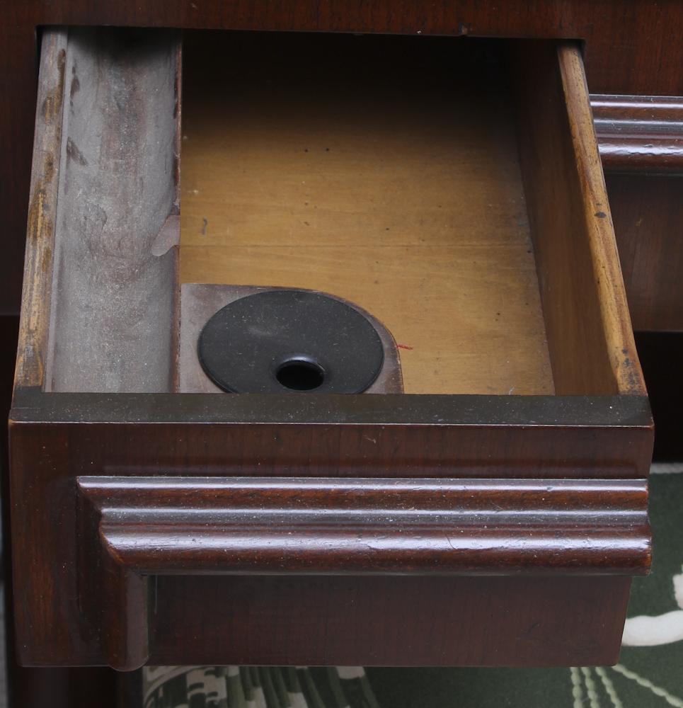 Art Deco Era Sewing Machine Table with a Pink Singer 401 A Machine