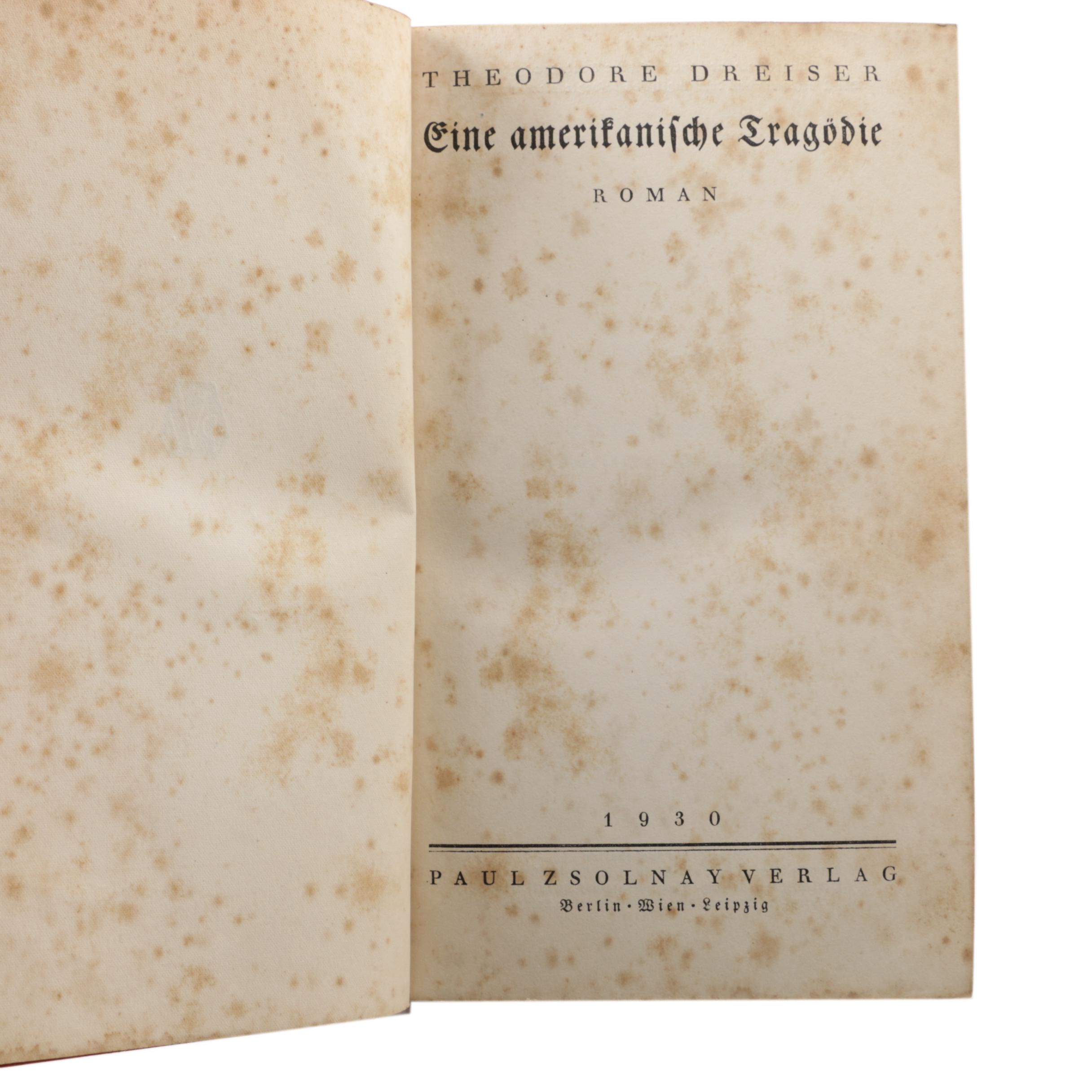 1930 "Eine amerikanische Tragödie" by Theodore Dreiser