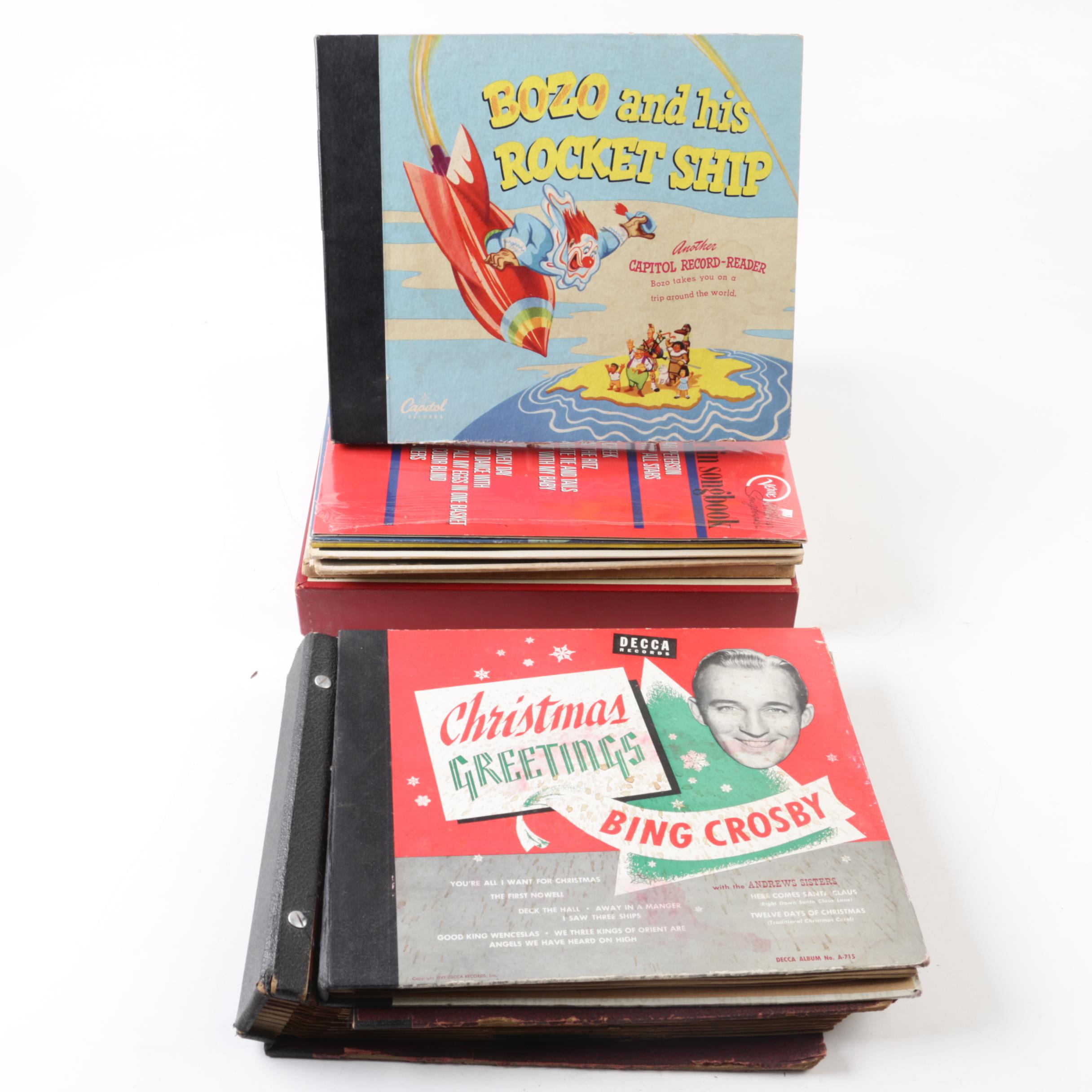 Vintage Children's and Christmas Records Including Bing Crosby, Bozo the Clown