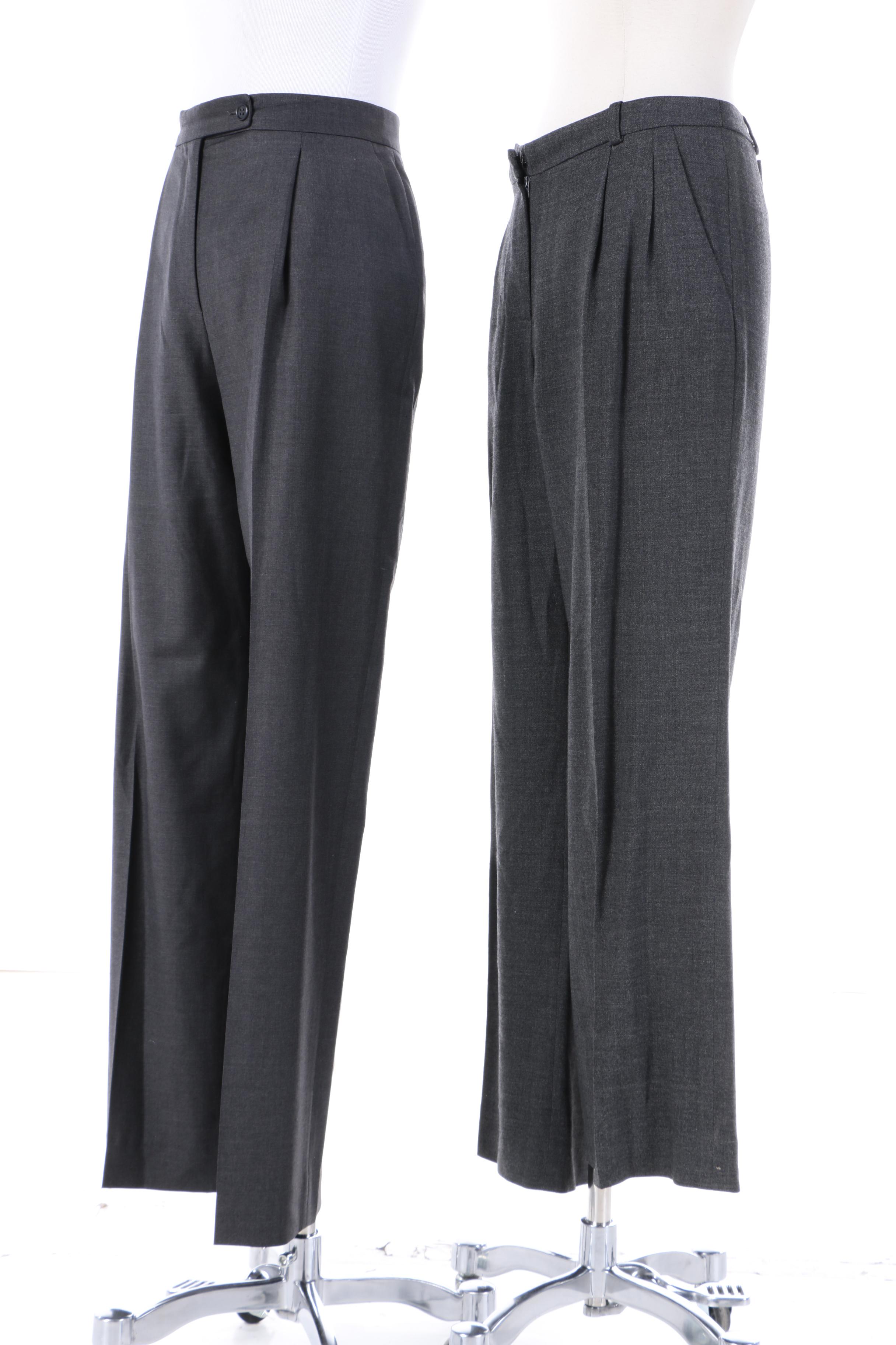Women's Giorgio Armani Classico and Armani Collezioni Grey Wool Pants