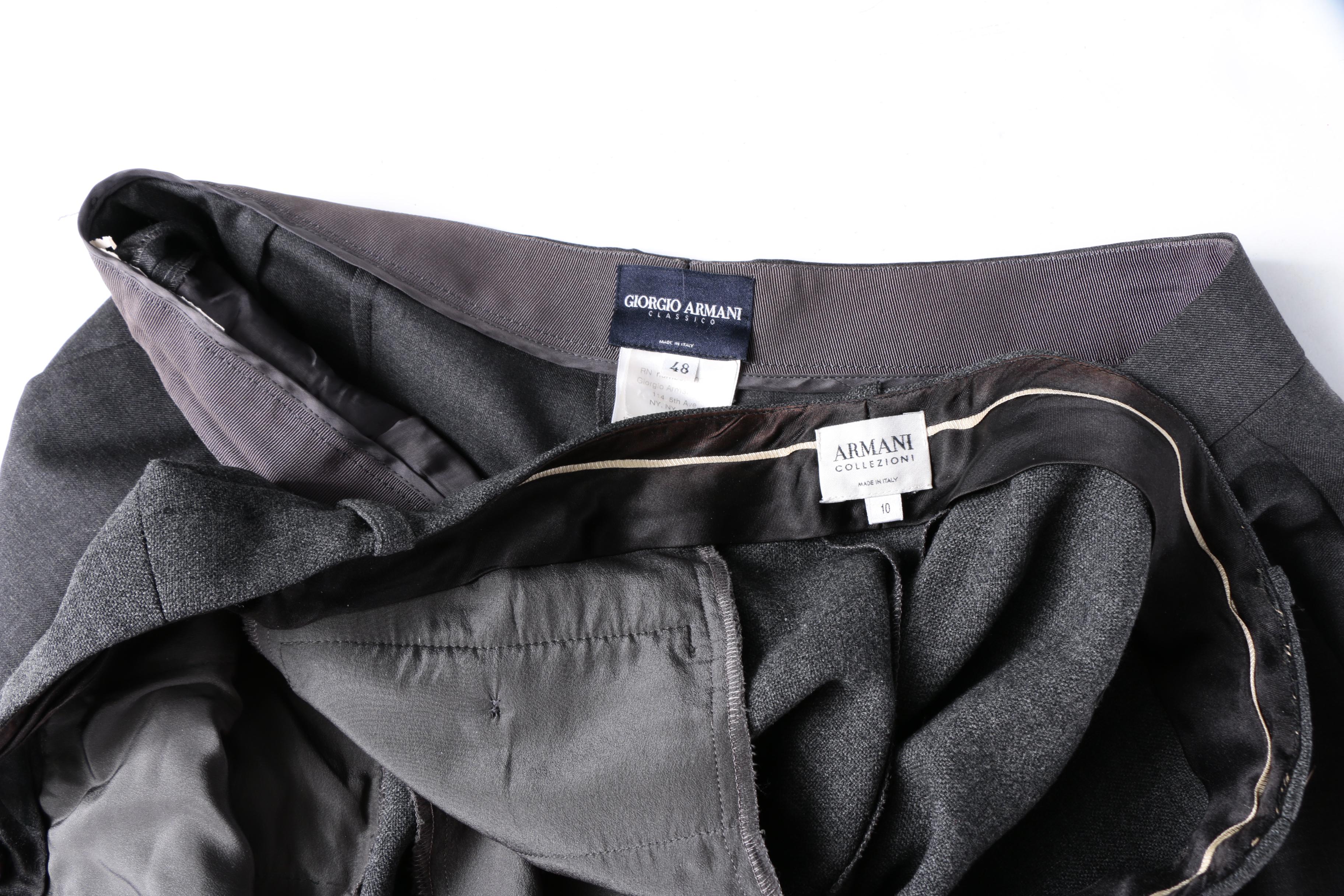 Women's Giorgio Armani Classico and Armani Collezioni Grey Wool Pants