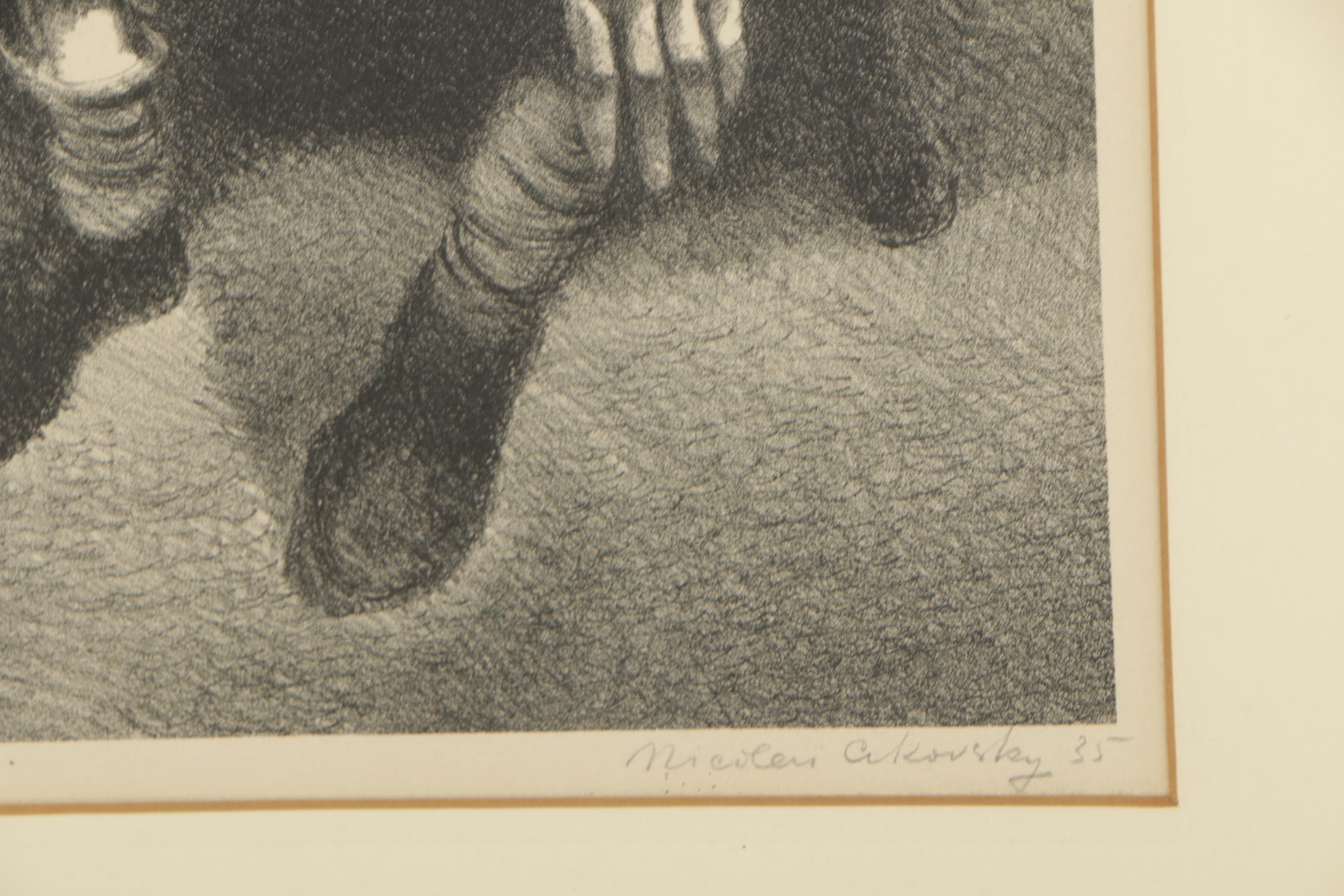 Nicolai Cikovsky 1935 Lithograph "On the East River"