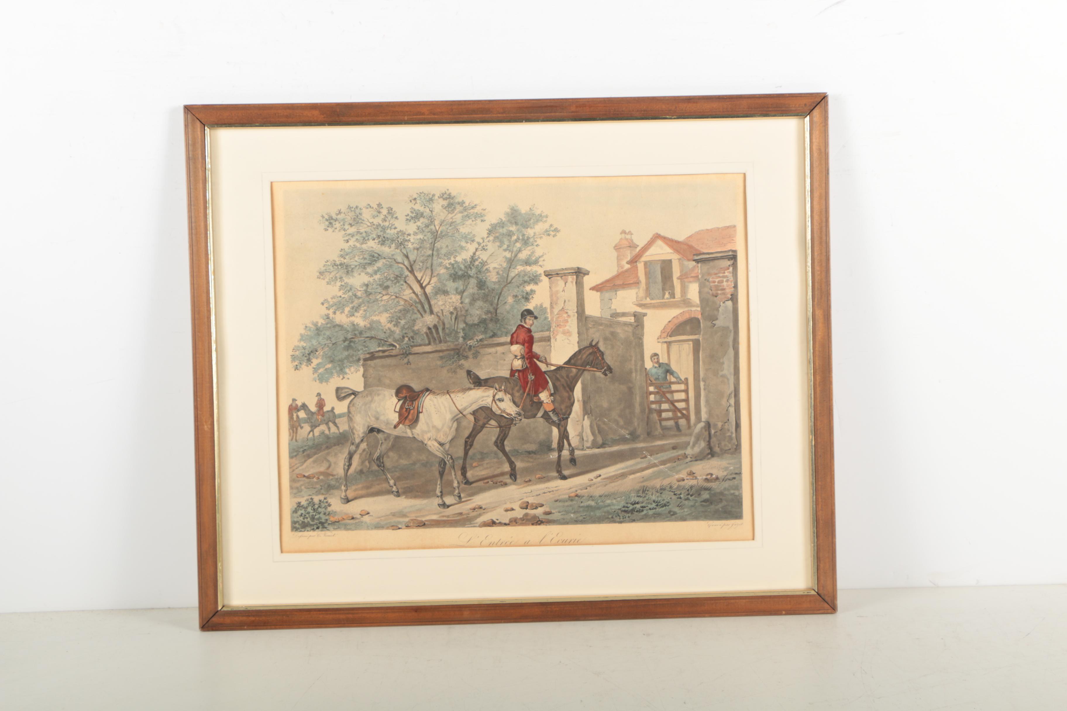 Color Engravings After Carle Vernet Including "L'entrée à l'écurie"