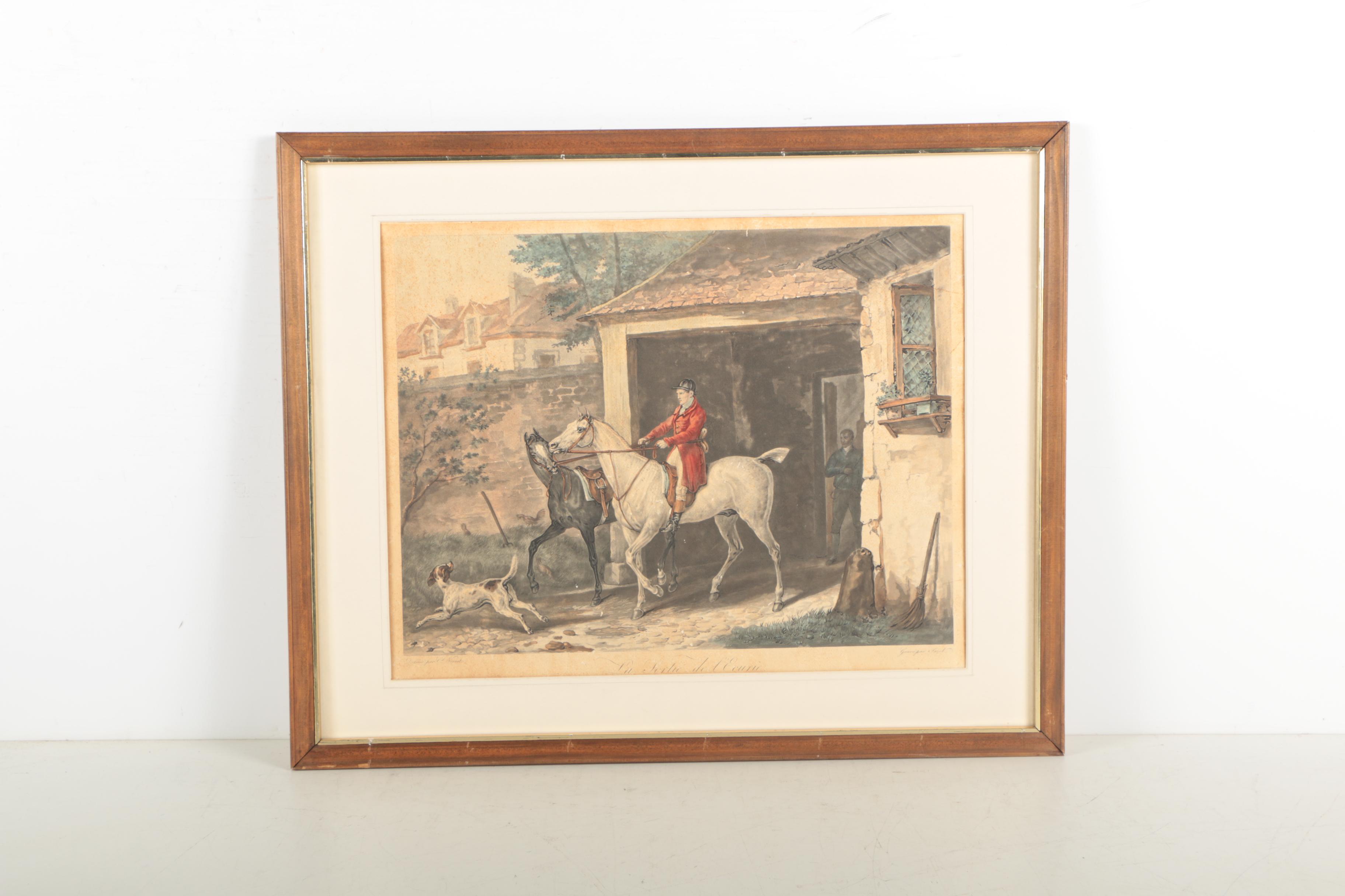 Color Engravings After Carle Vernet Including "L'entrée à l'écurie"