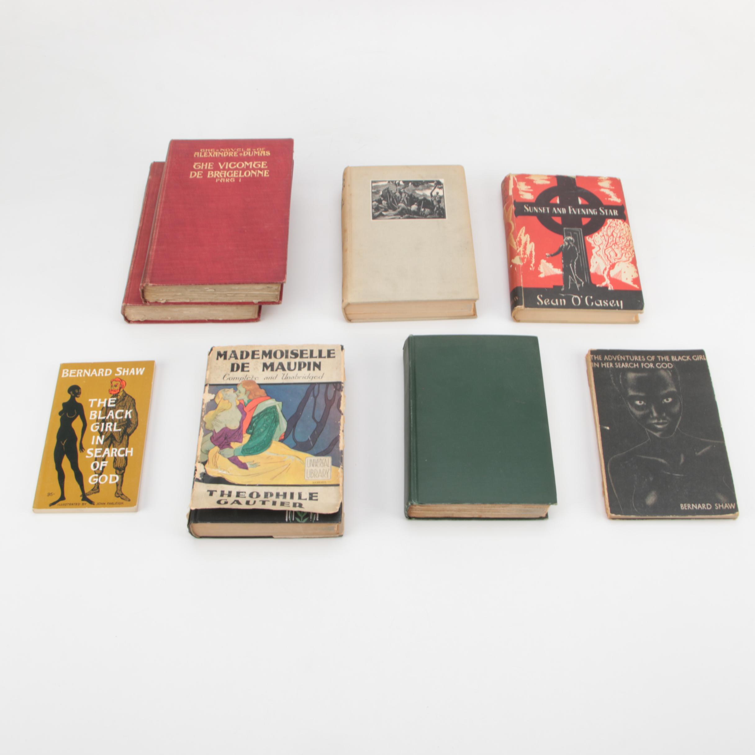 Vintage Novels and Memoirs From Dumas, Shaw, Gautier and Adamic First Edition