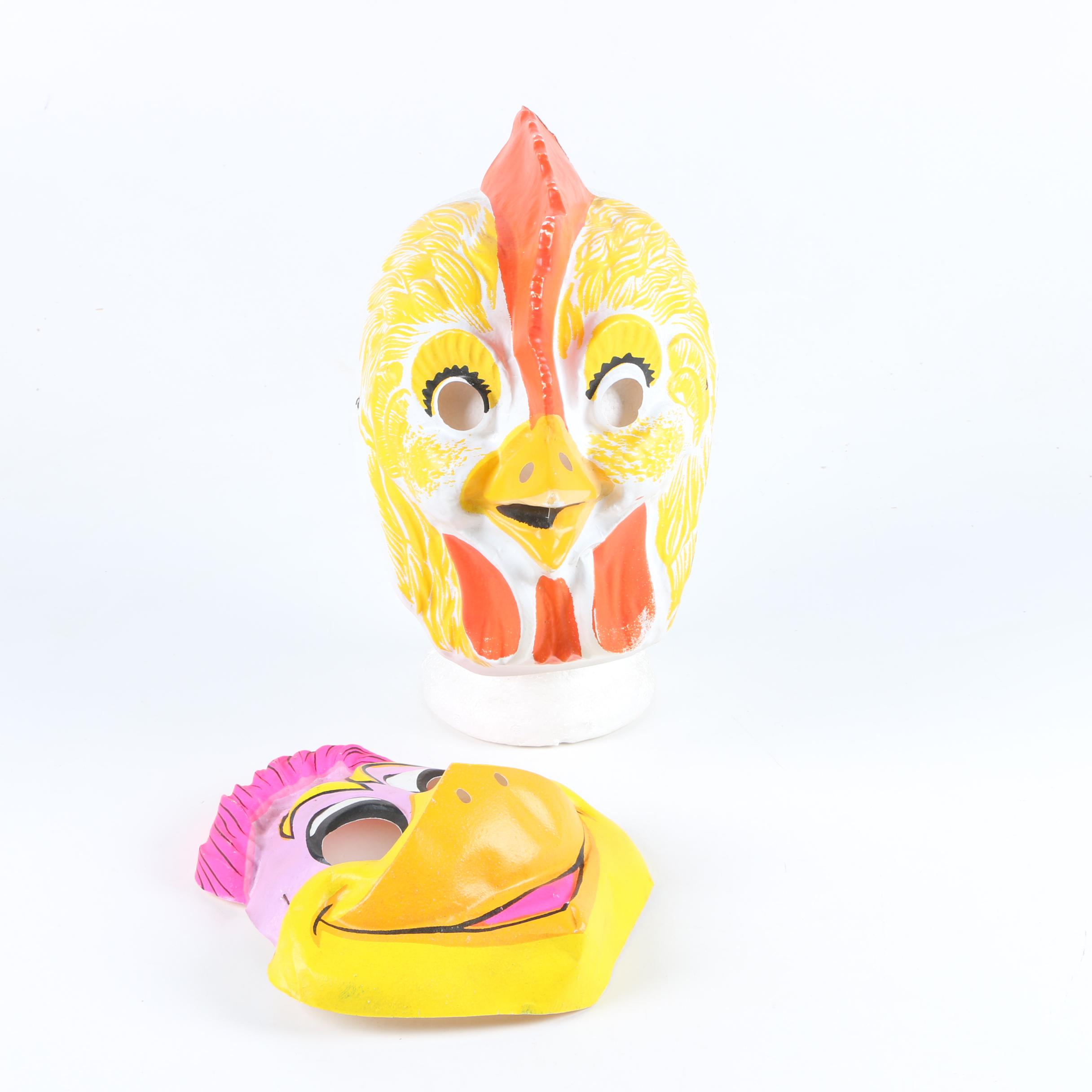 Vintage Children’s Chicken and Woodpecker Masks