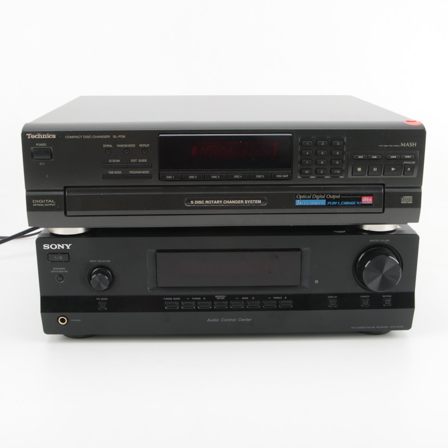 Sony AM/FM Stereo Receiver with Technics 5-Disc CD Changer