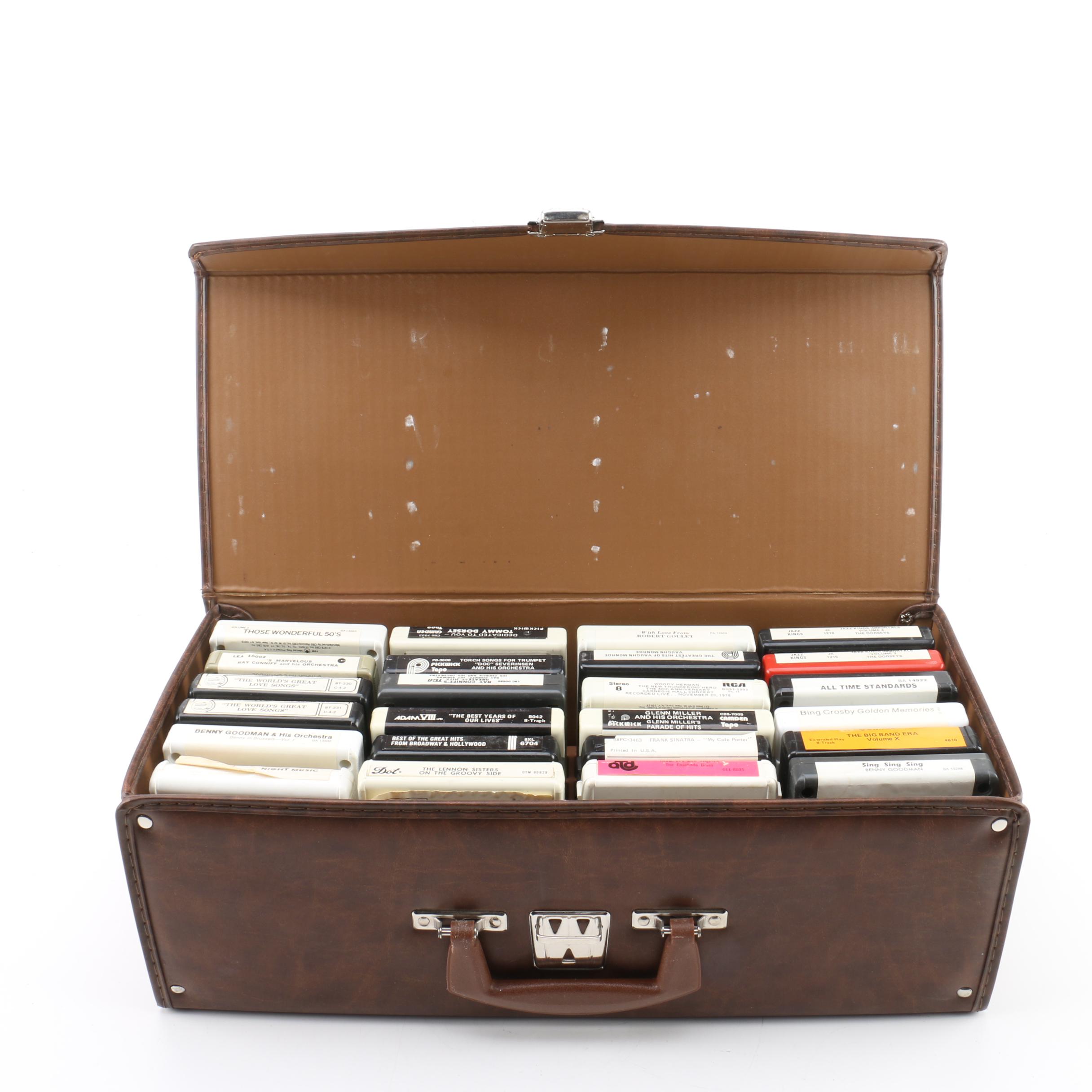 Leather Carrying Case of Vintage Cassettes