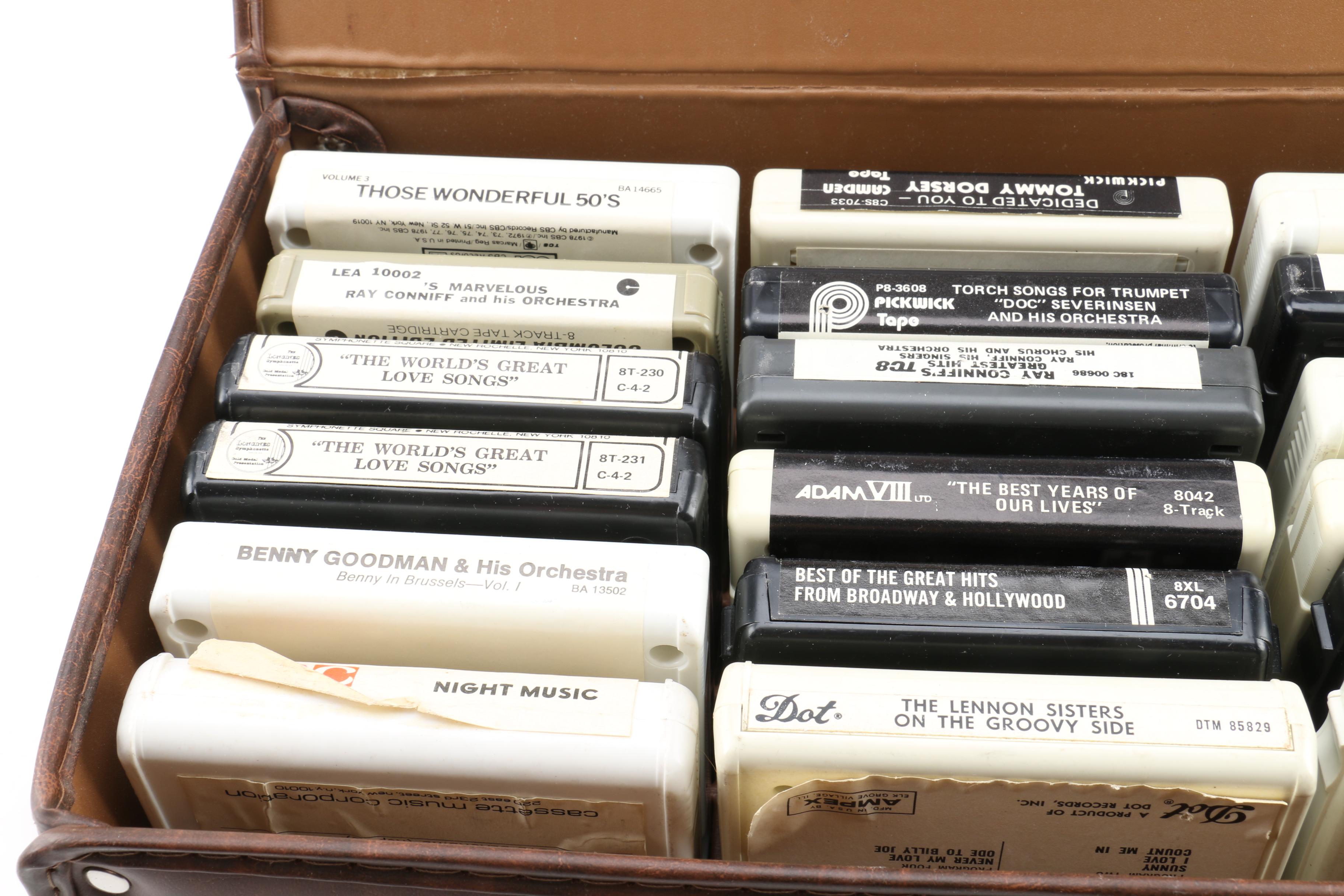 Leather Carrying Case of Vintage Cassettes