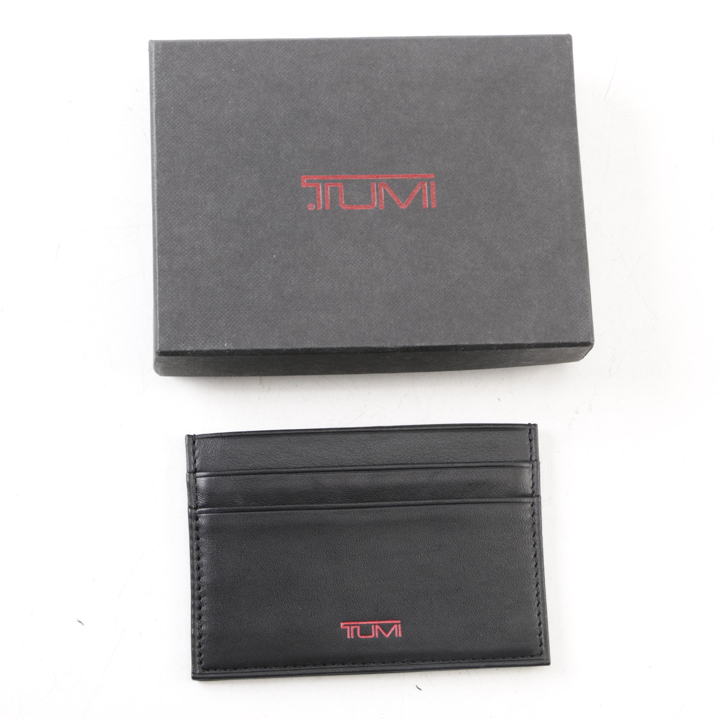 Tumi Black Leather Card Slip Wallet