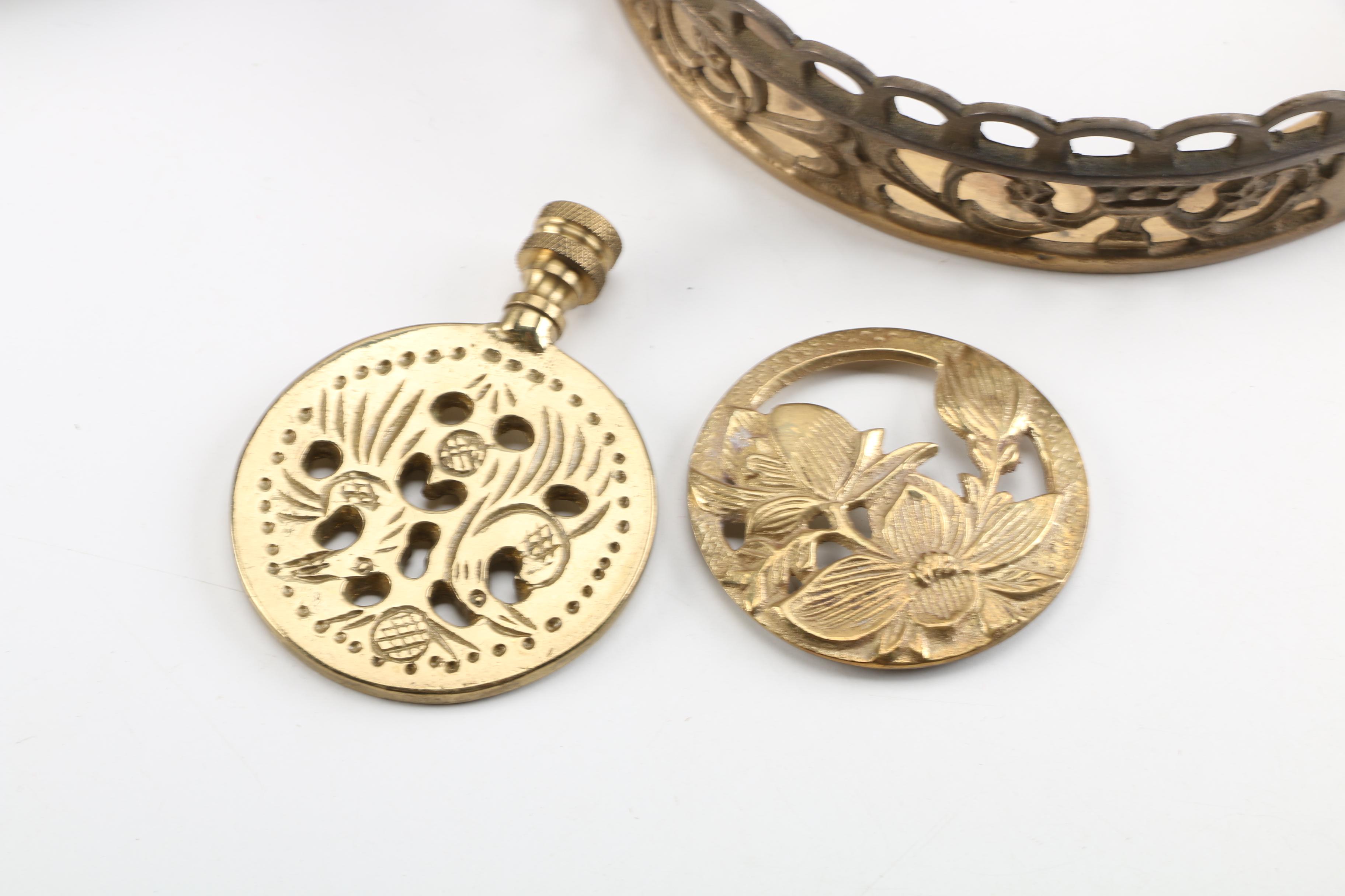 Brass Candle Holders and Decor Assortment