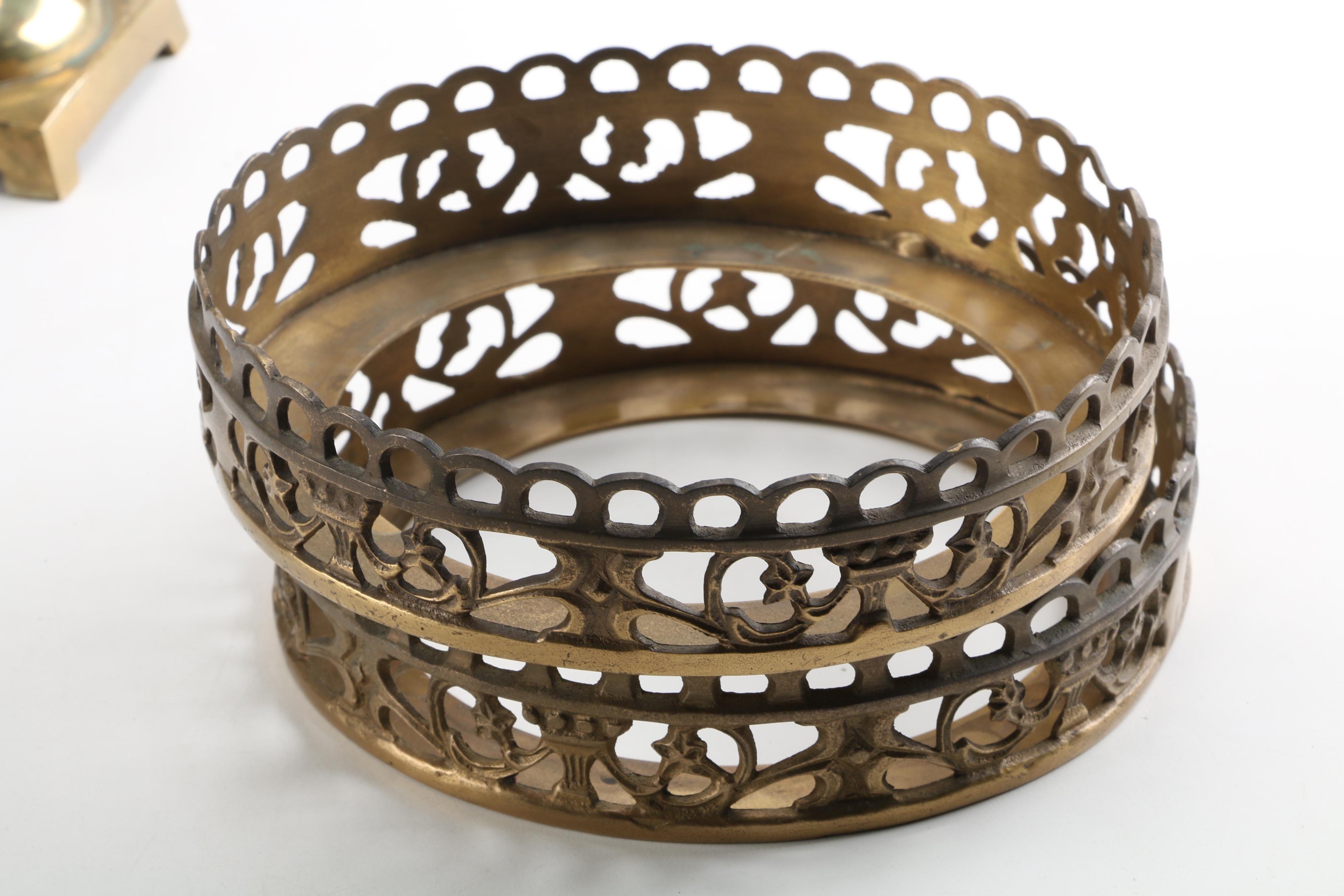 Brass Candle Holders and Decor Assortment