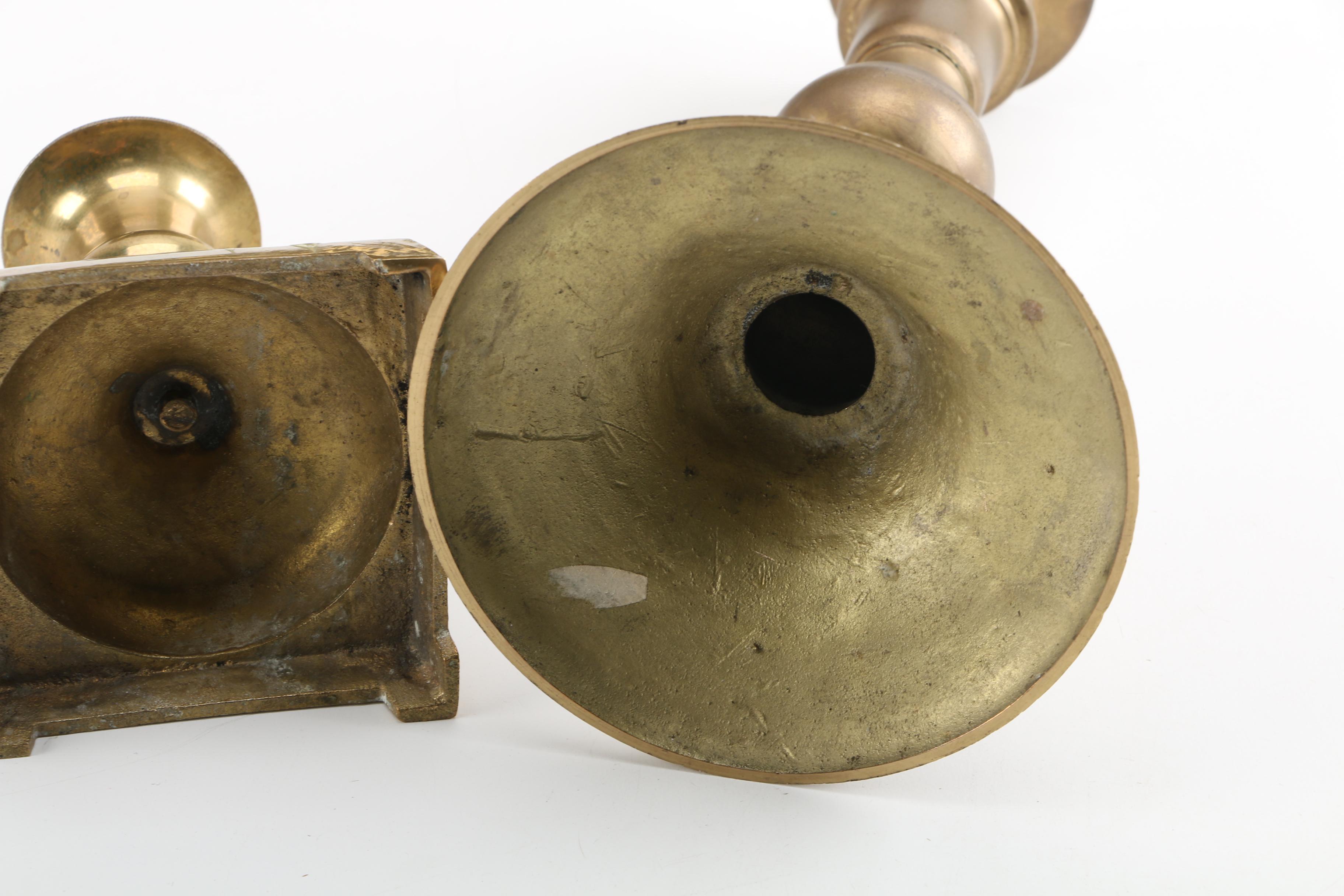 Brass Candle Holders and Decor Assortment