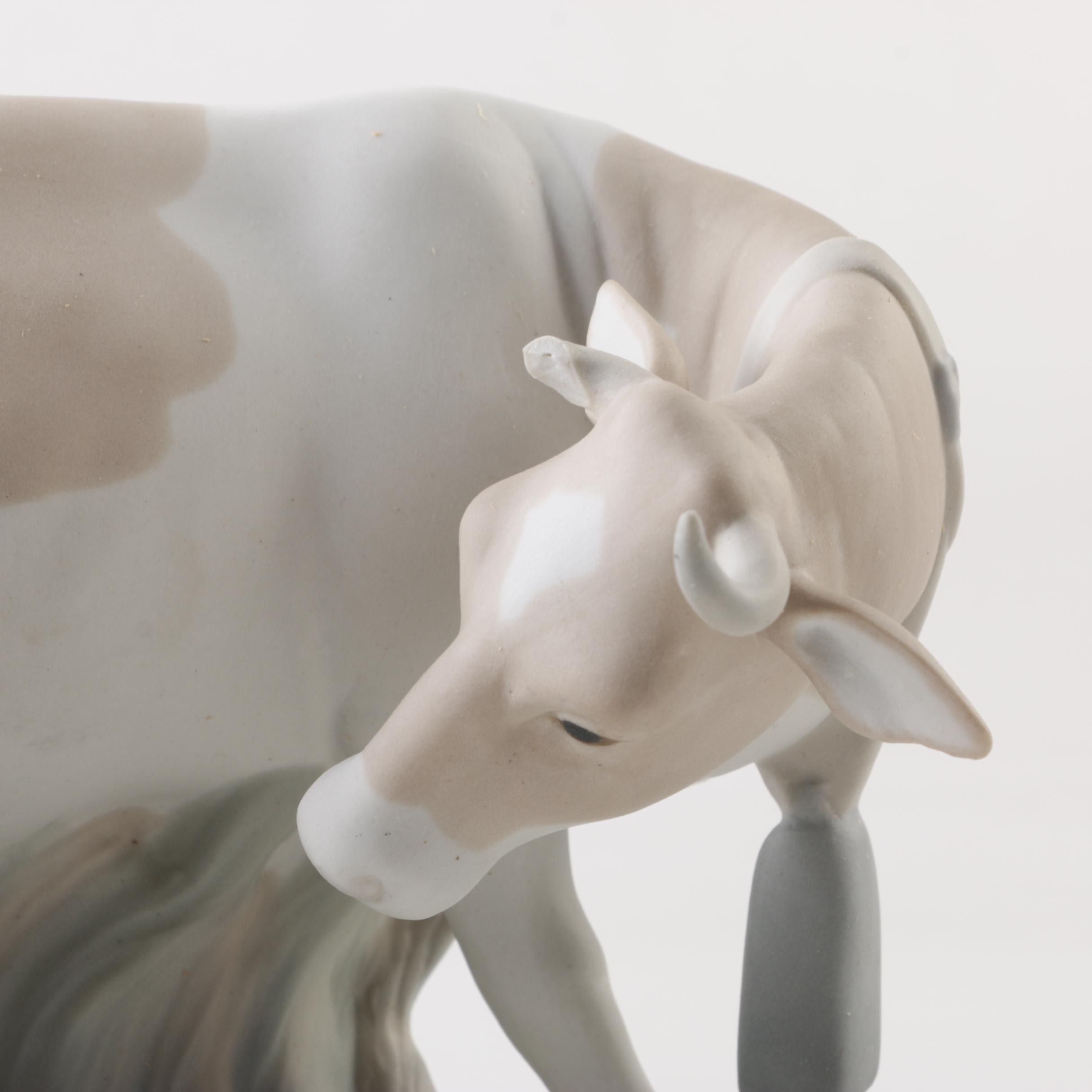 Lladró Cow with Suckling Pig Figurine