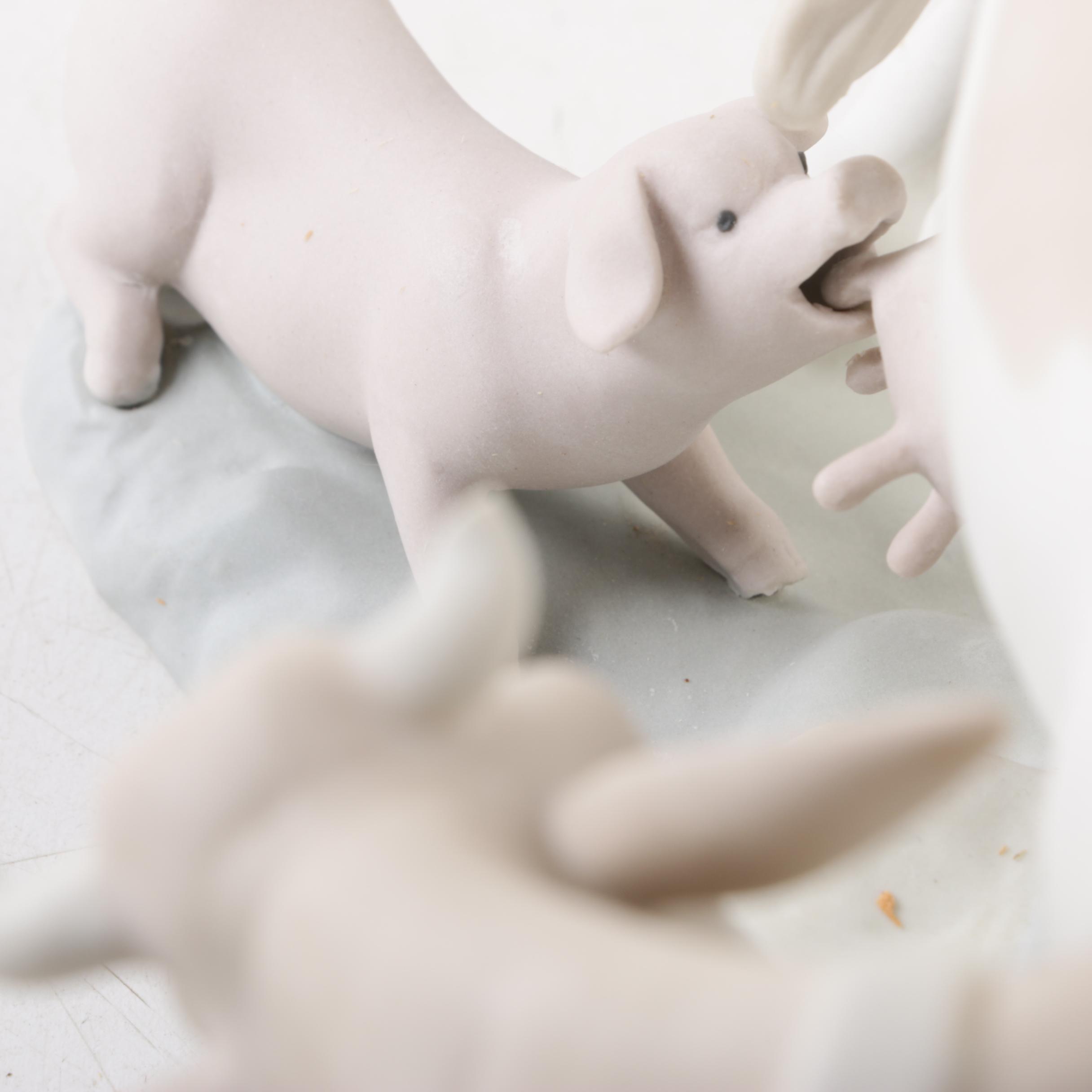 Lladró Cow with Suckling Pig Figurine