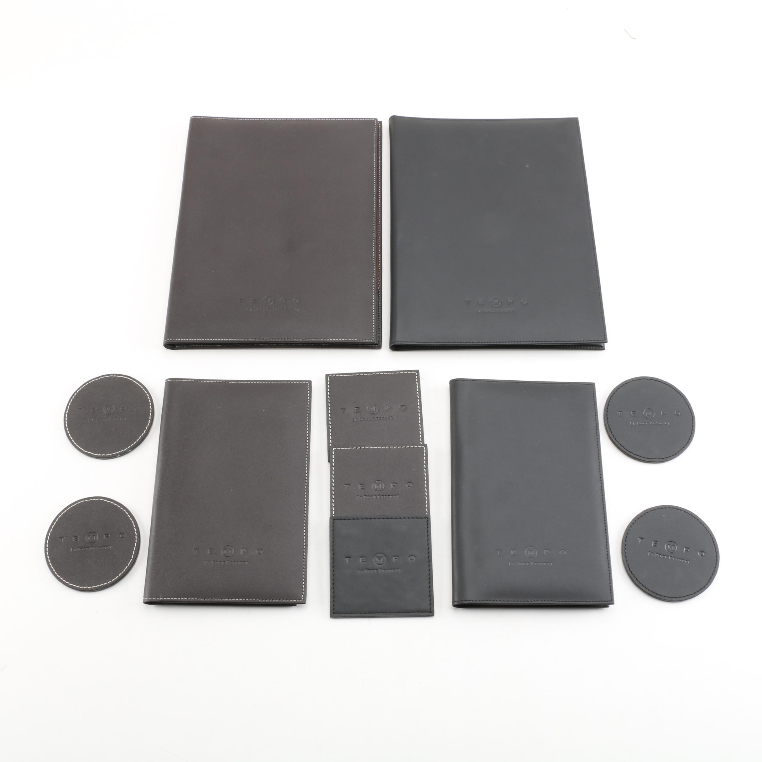 Group of "Tempo" Brand Folders and Binders in Faux Leather