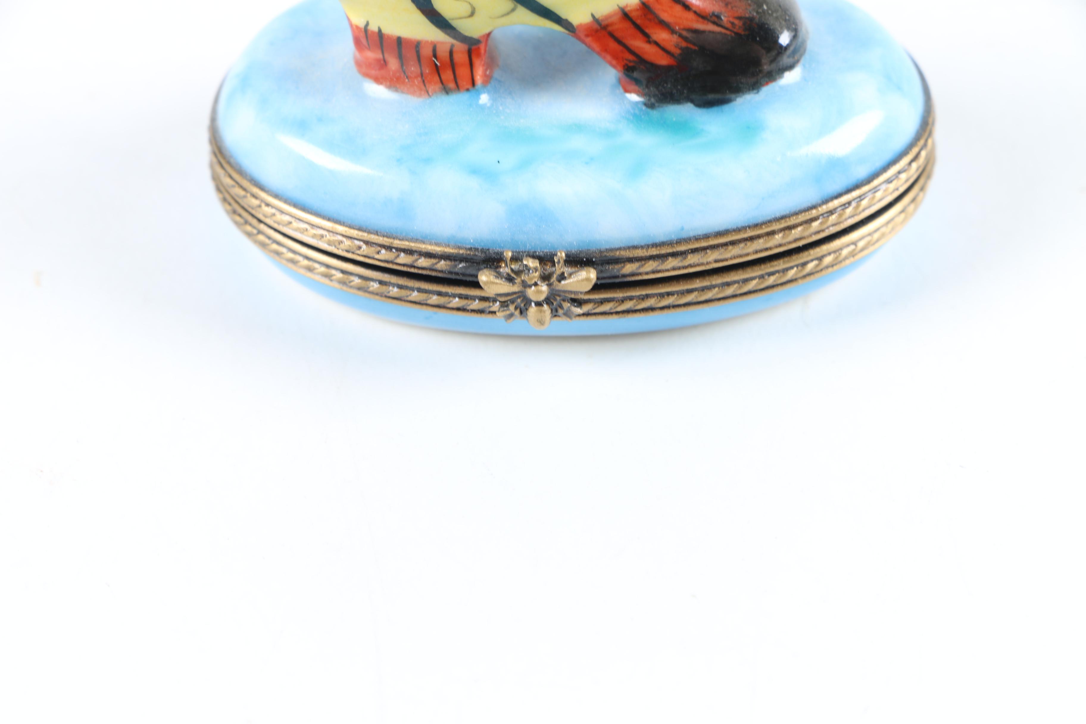 Limoges Hand-Painted Porcelain Trinket Box with Fish Motif