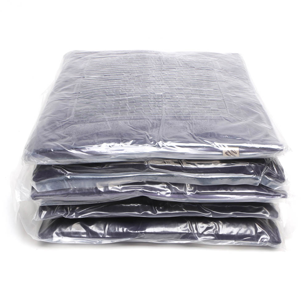 Five Flambro Imports Purple Leather Pillows with Weave Motif Panels