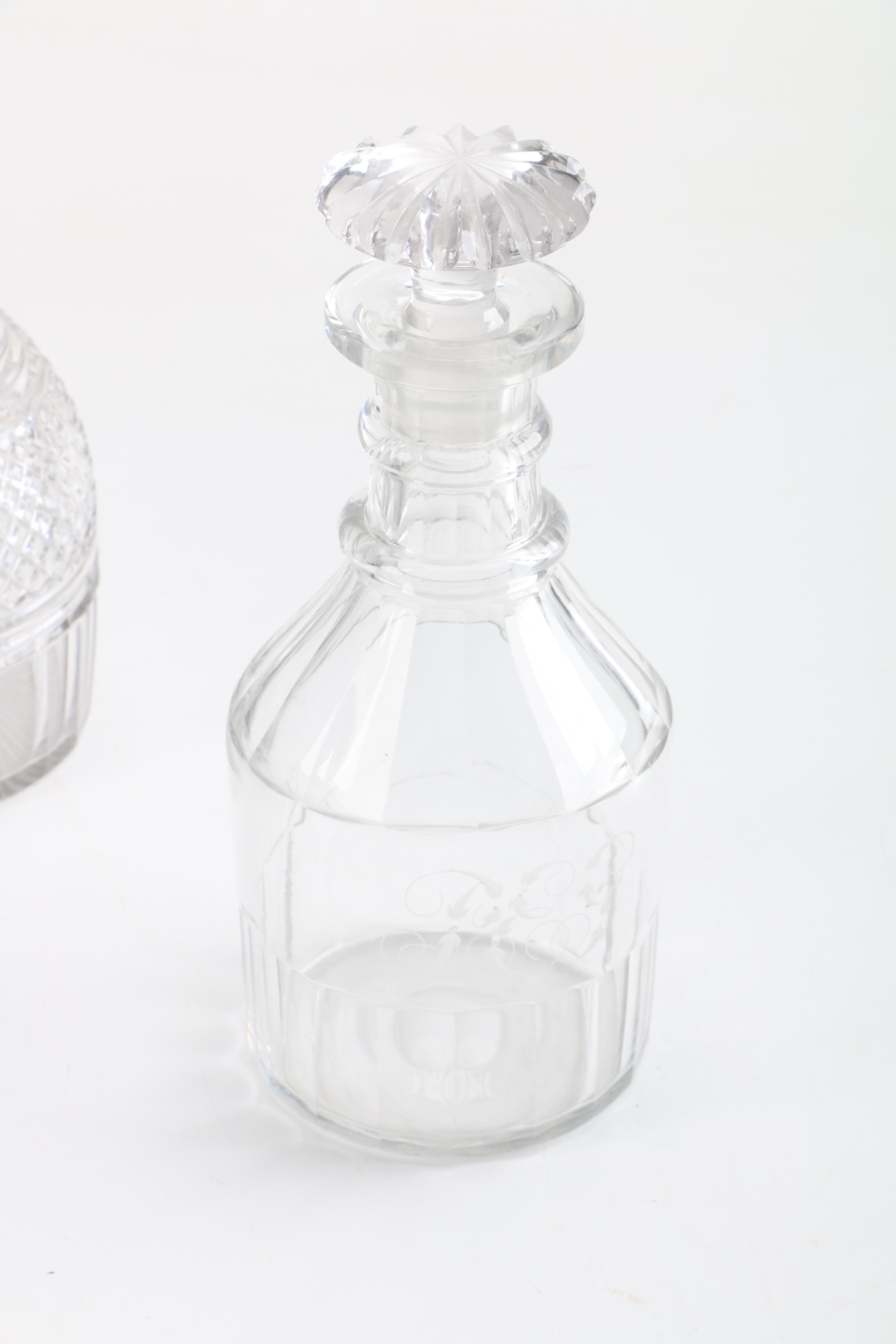 Antique Hand-Blown Anglo-Irish Georgian Glass Decanters