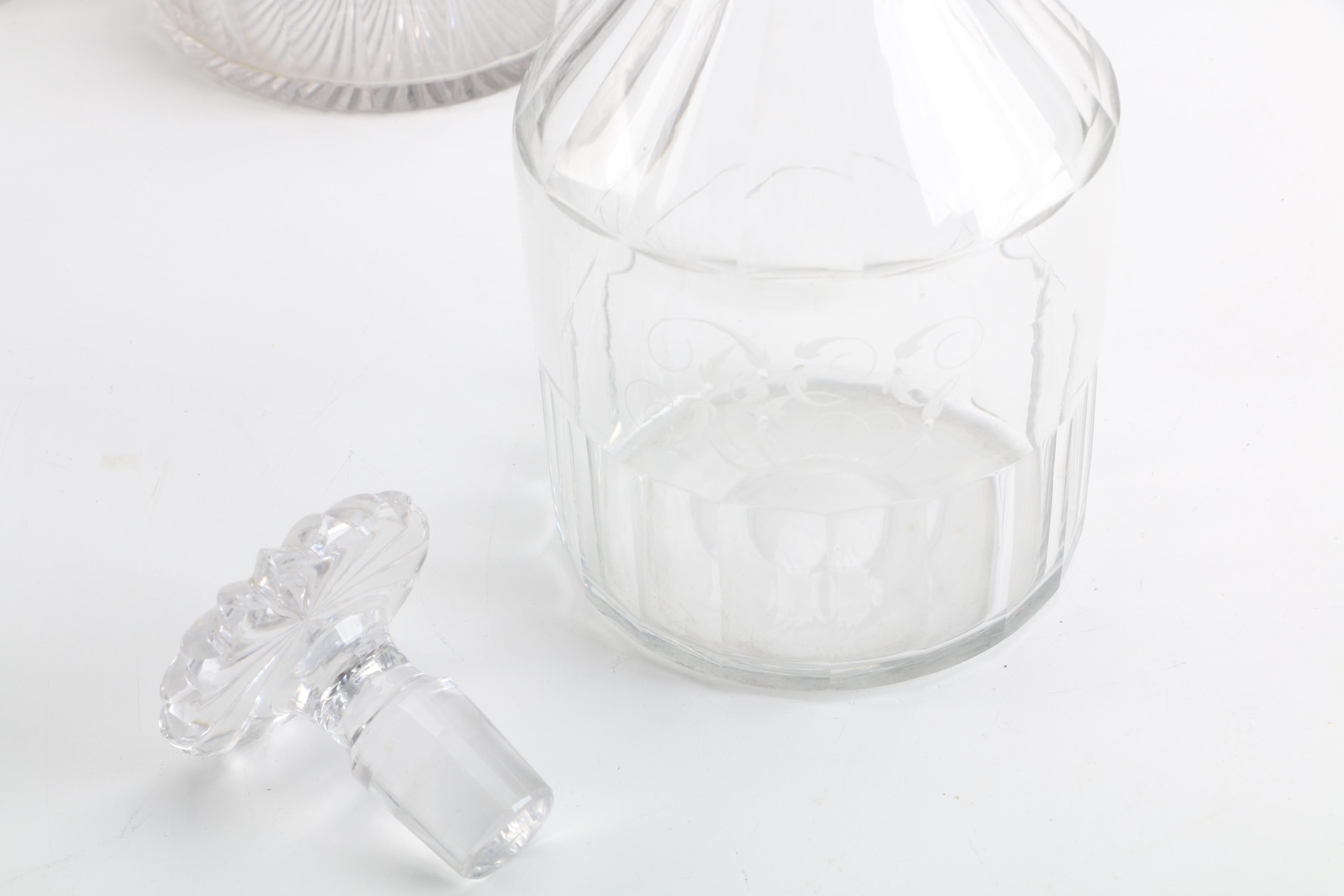 Antique Hand-Blown Anglo-Irish Georgian Glass Decanters