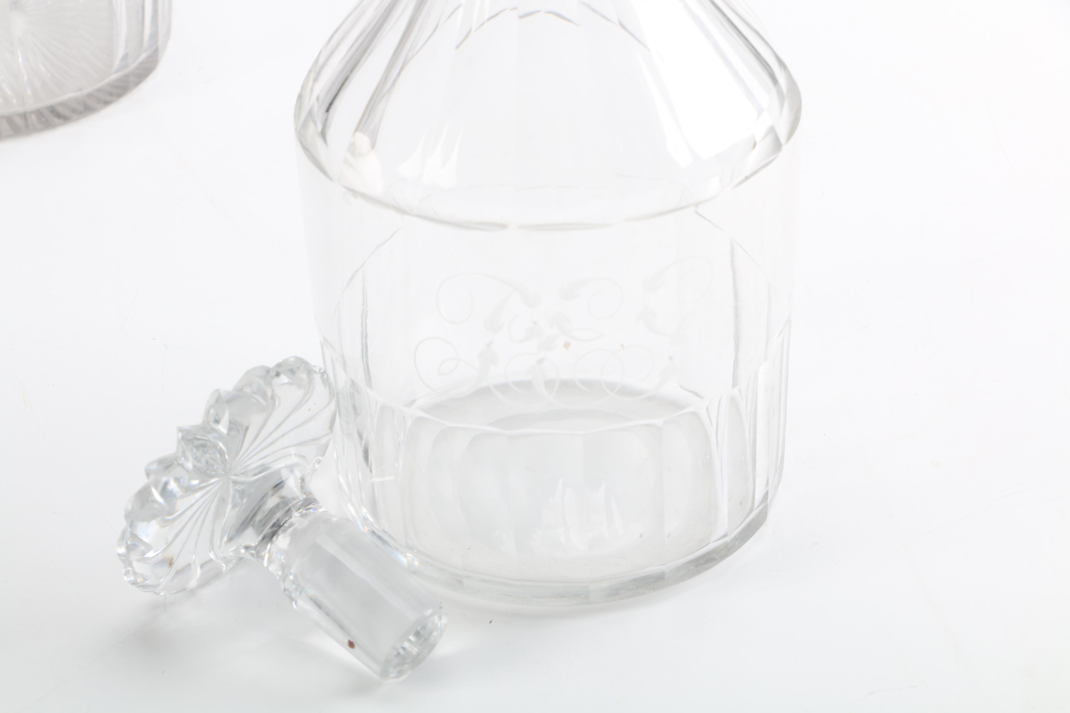 Antique Hand-Blown Anglo-Irish Georgian Glass Decanters