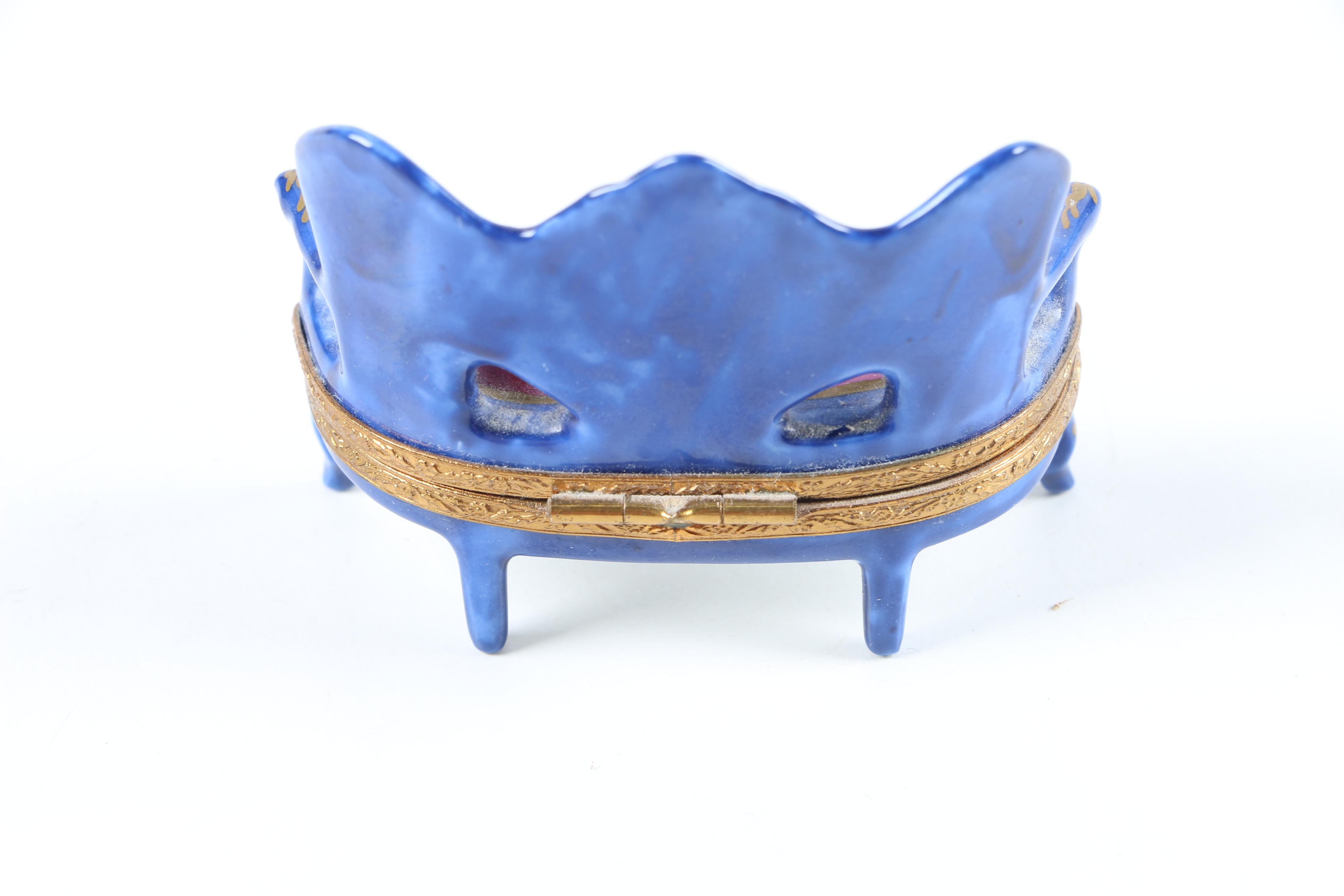 Limoges Hand-Painted Porcelain Settee Trinket Box