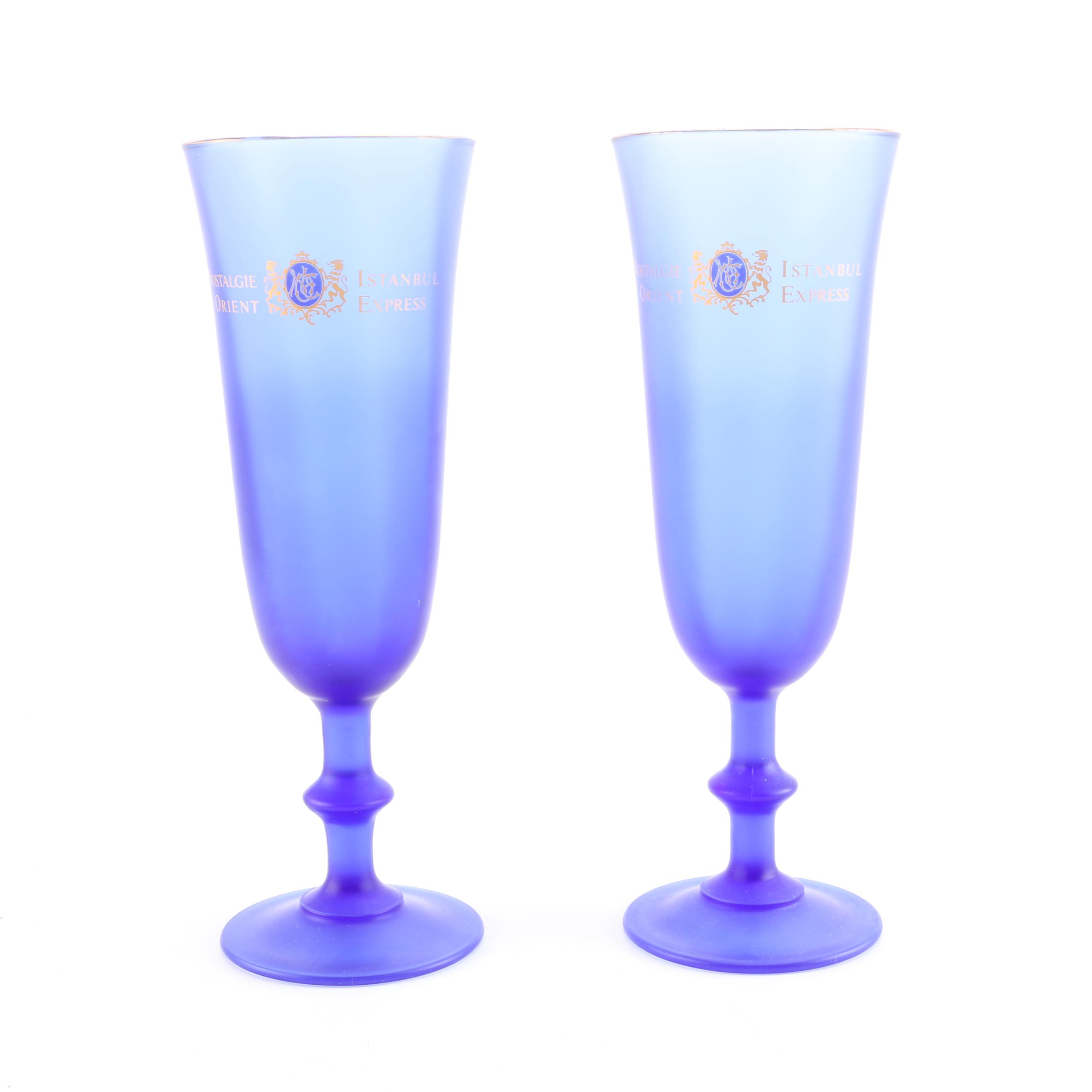 Pair of Luminarc Nostalgie Istanbul Orient Express Champagne Flutes