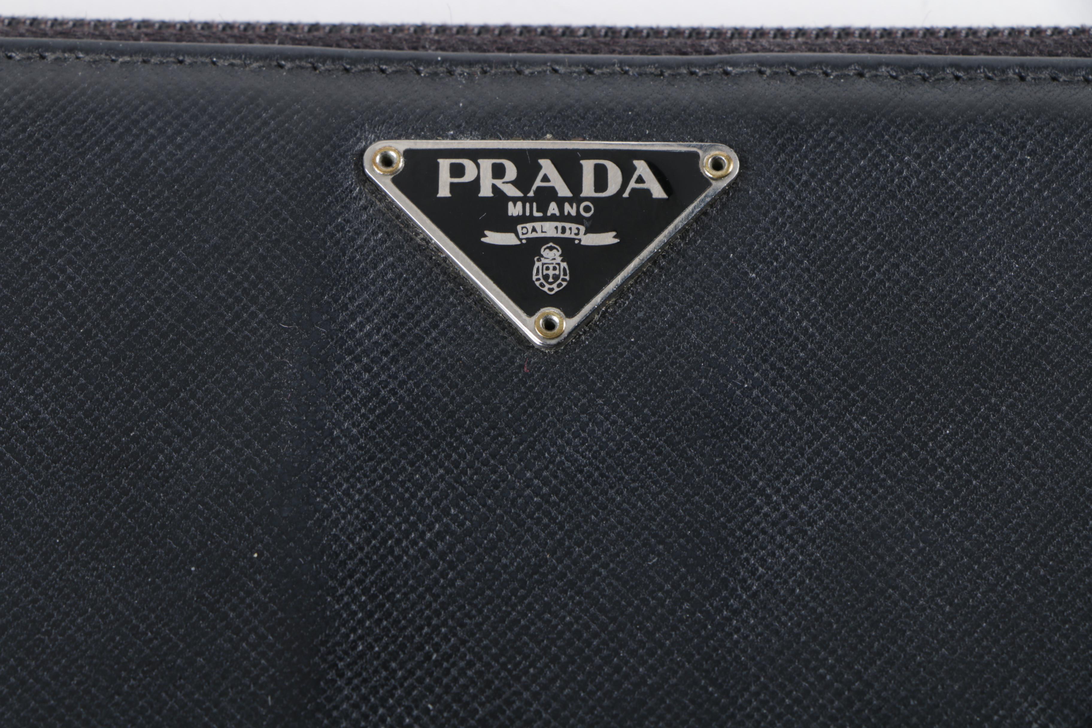 Prada Black Saffiano Leather Zip-Around Wallet