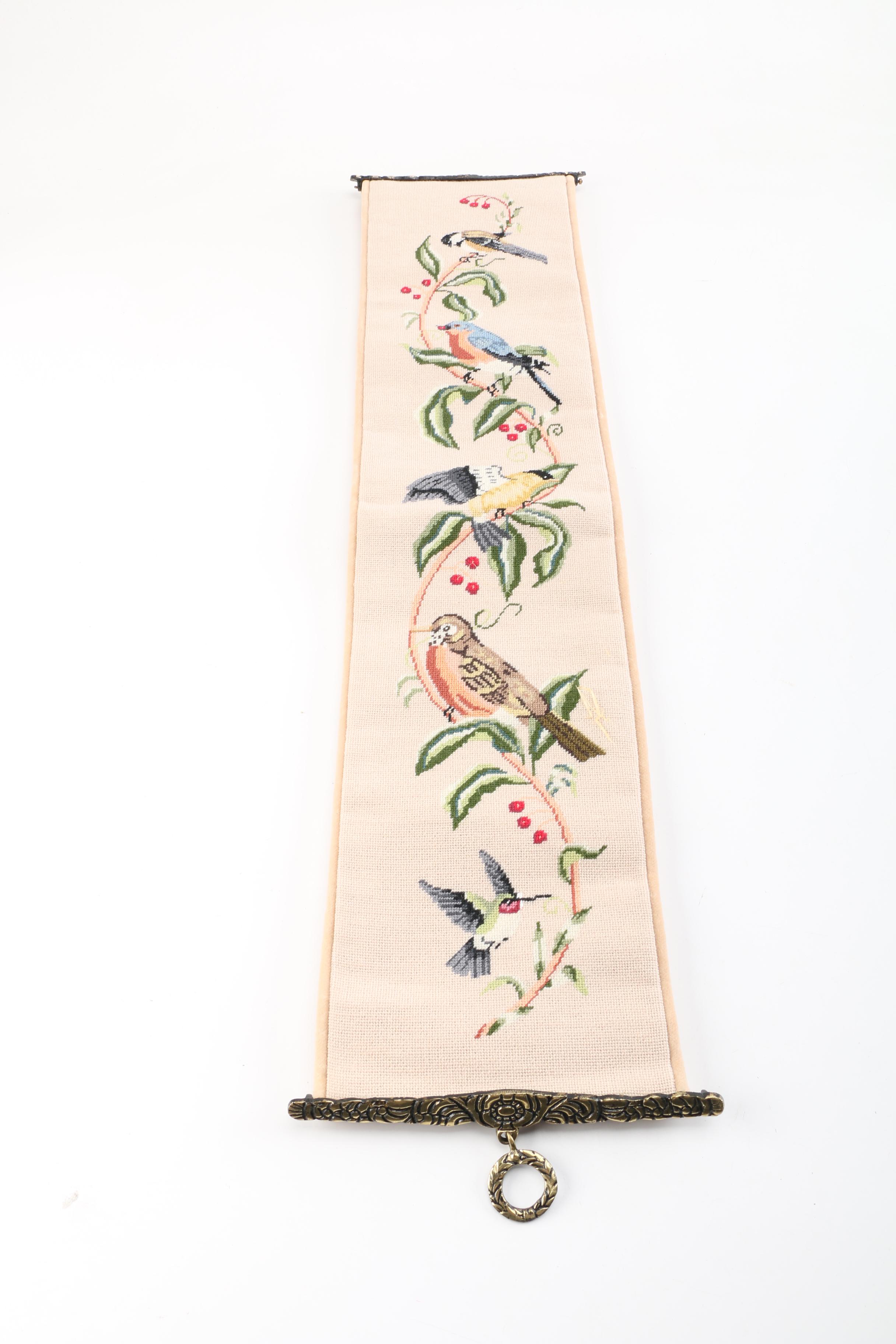 Flora and Fauna Themed Pillow and Bell Pull Tapestry