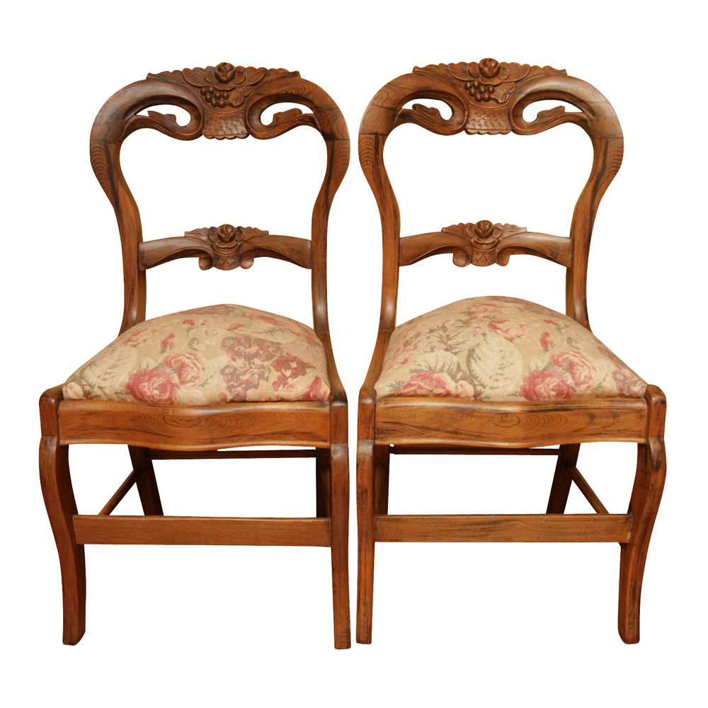 Pair of Vintage Victorian Style Side Chairs