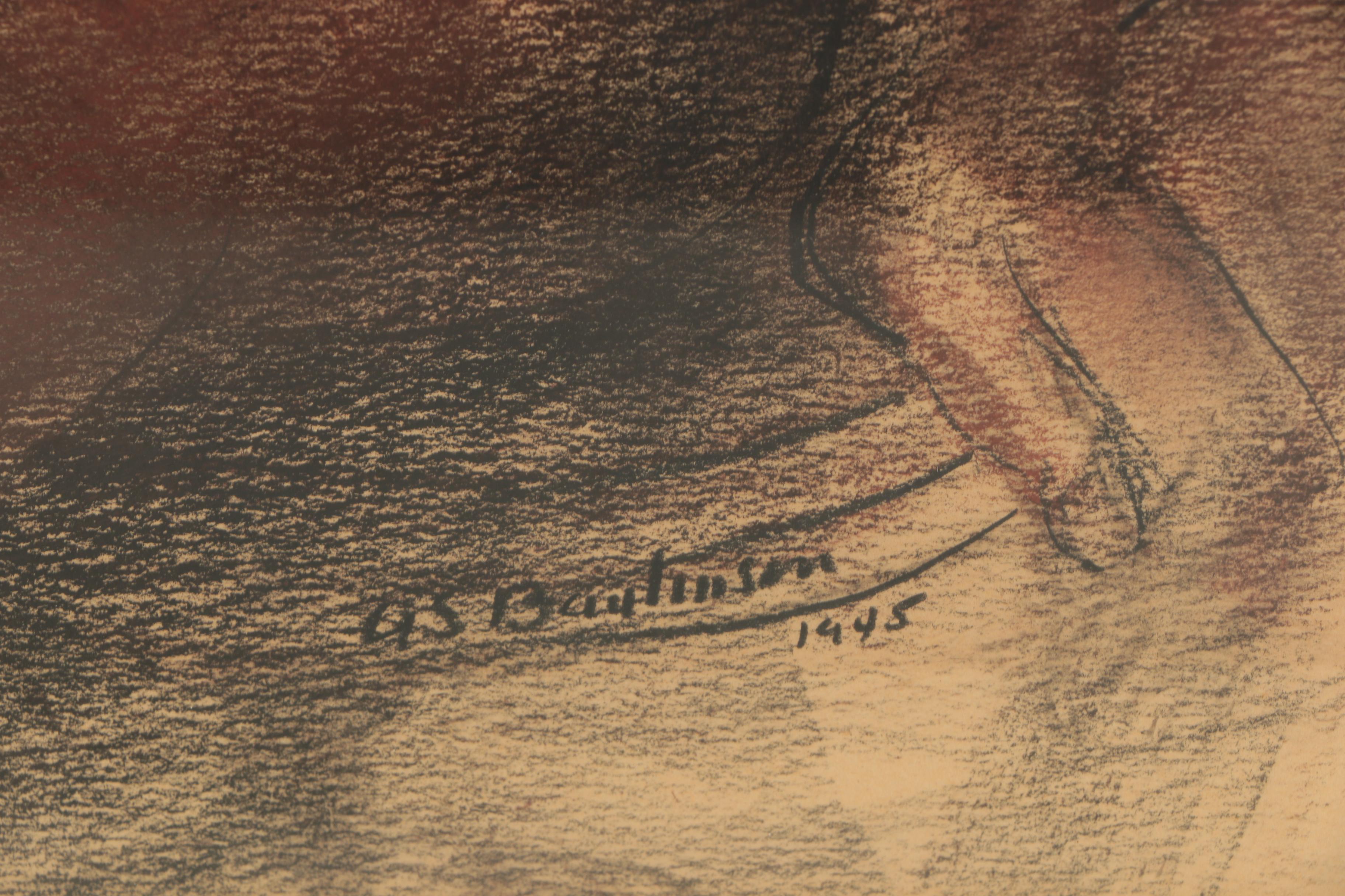 Abraham Baylinson Pastel Drawing of a Nude Female