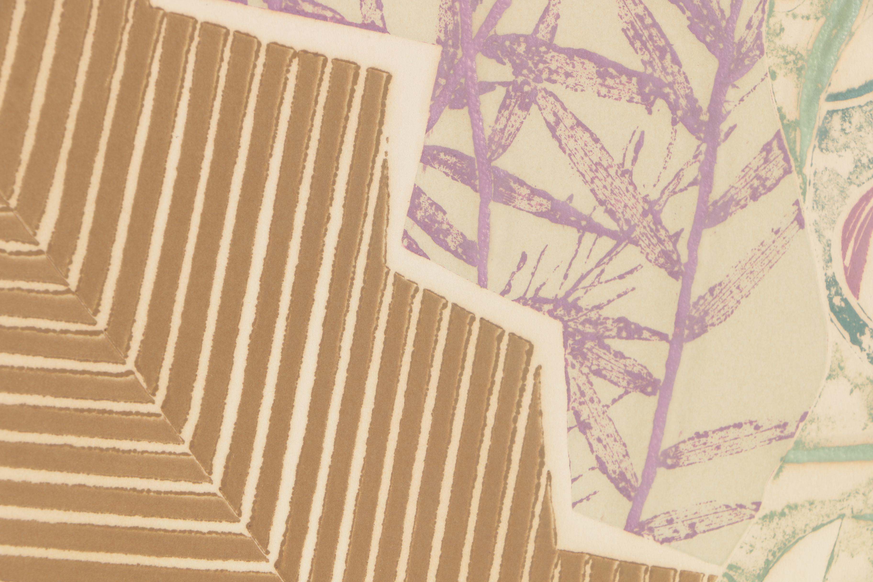 Jonna White 1980 Embellished Etching "Heron Fan"