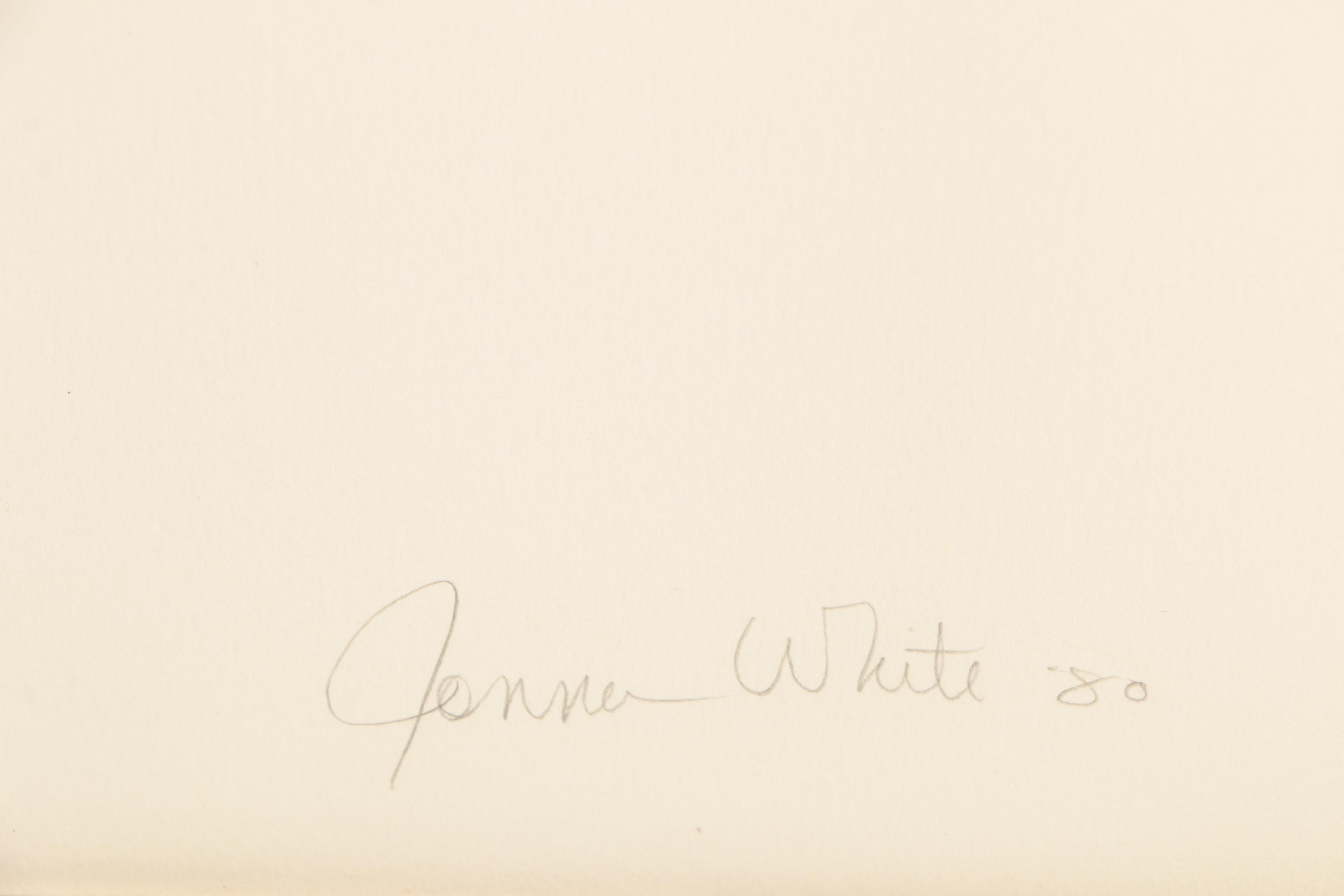 Jonna White 1980 Embellished Etching "Heron Fan"